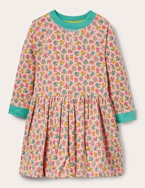 Jersey Sweatshirt Dress-Provence Pink Patchwork Floral