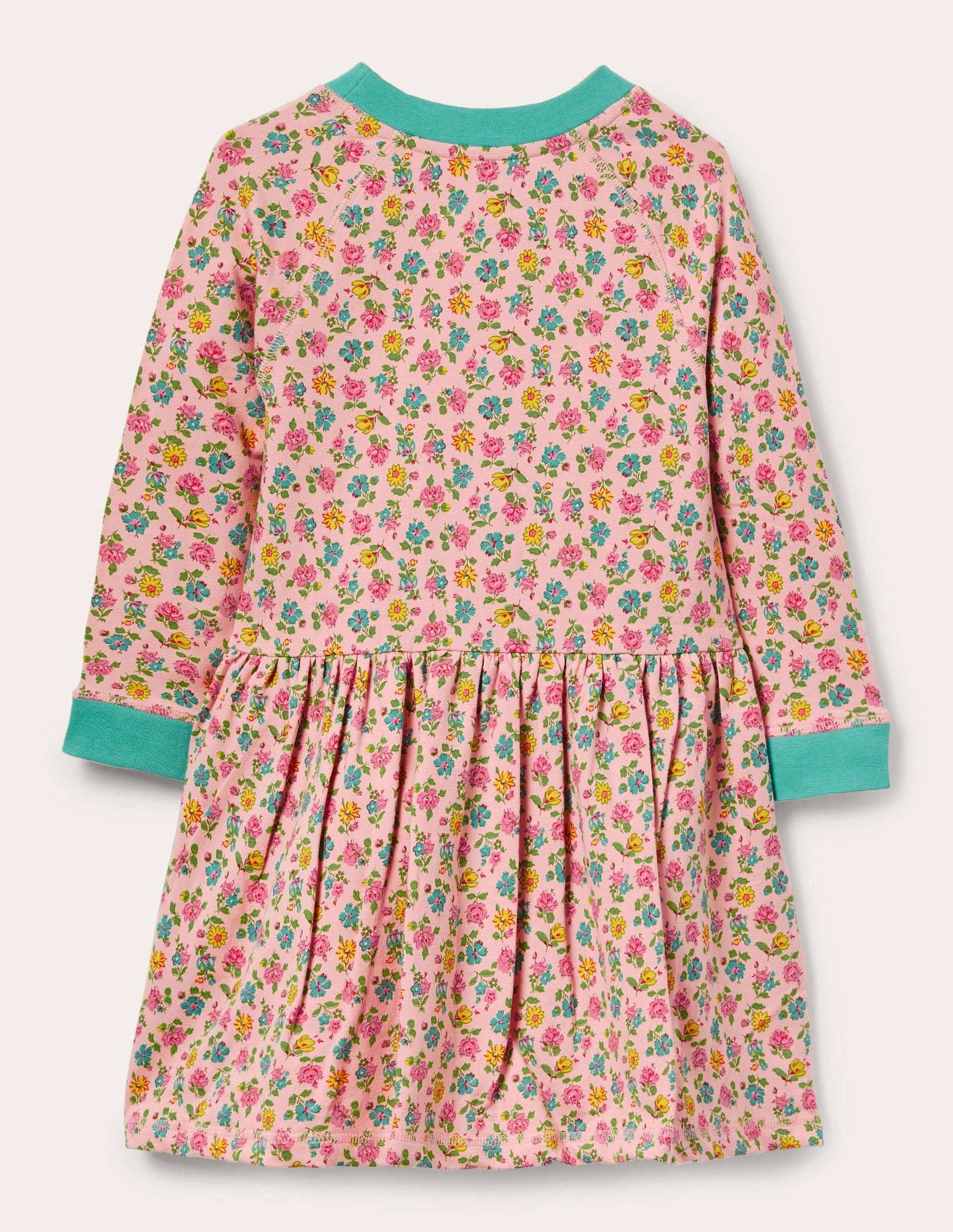 Jersey Sweatshirt Dress-Provence Pink Patchwork Floral