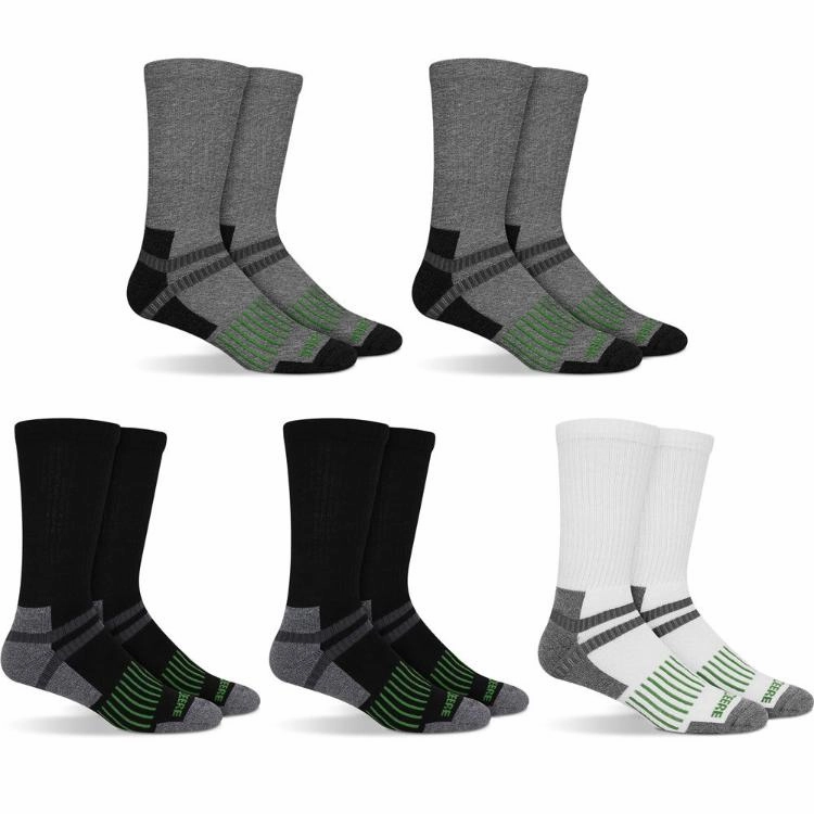 John Deere 5 Pack Crew Work Socks - Black, Grey & White (Assorted)