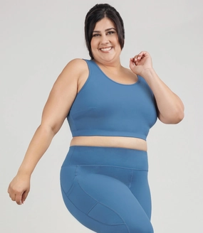 JunoStretch Full Fit Scoop Neck Bra Top Serenity Blue