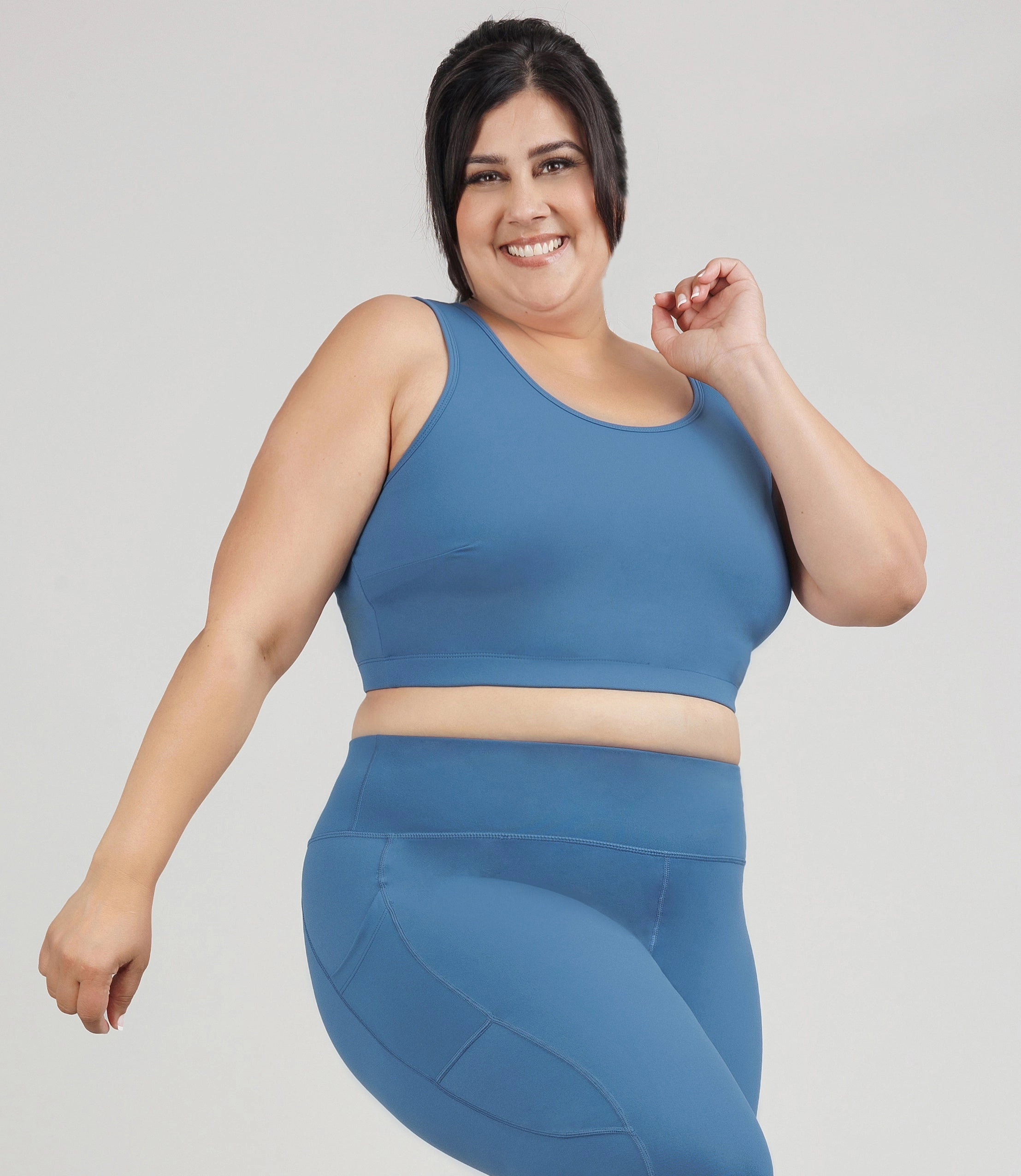 JunoStretch Full Fit Scoop Neck Bra Top Serenity Blue