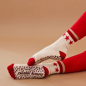 Life Happens Red Star - Crew Grip Sock (Barre / Pilates)
