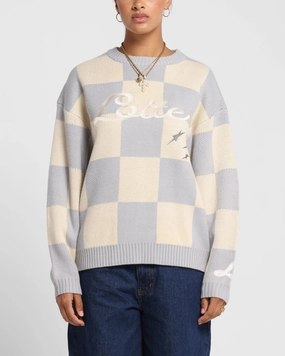 Loiter Checker Knit Sweater Grey/Off White