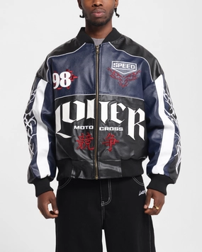 Loiter Tokyo Drift Vegan Leather Jacket Navy