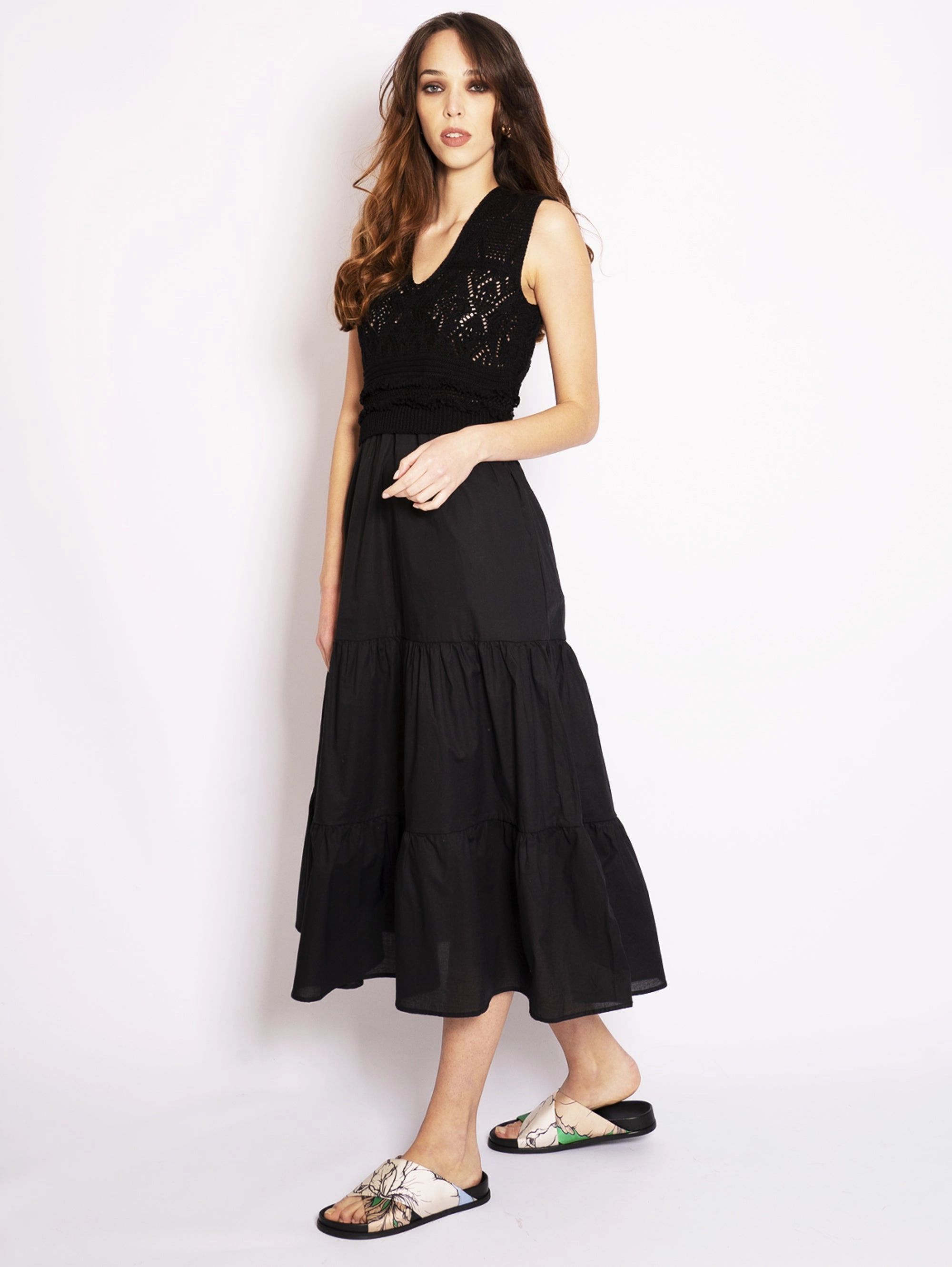 Long Dress in Black Crochet