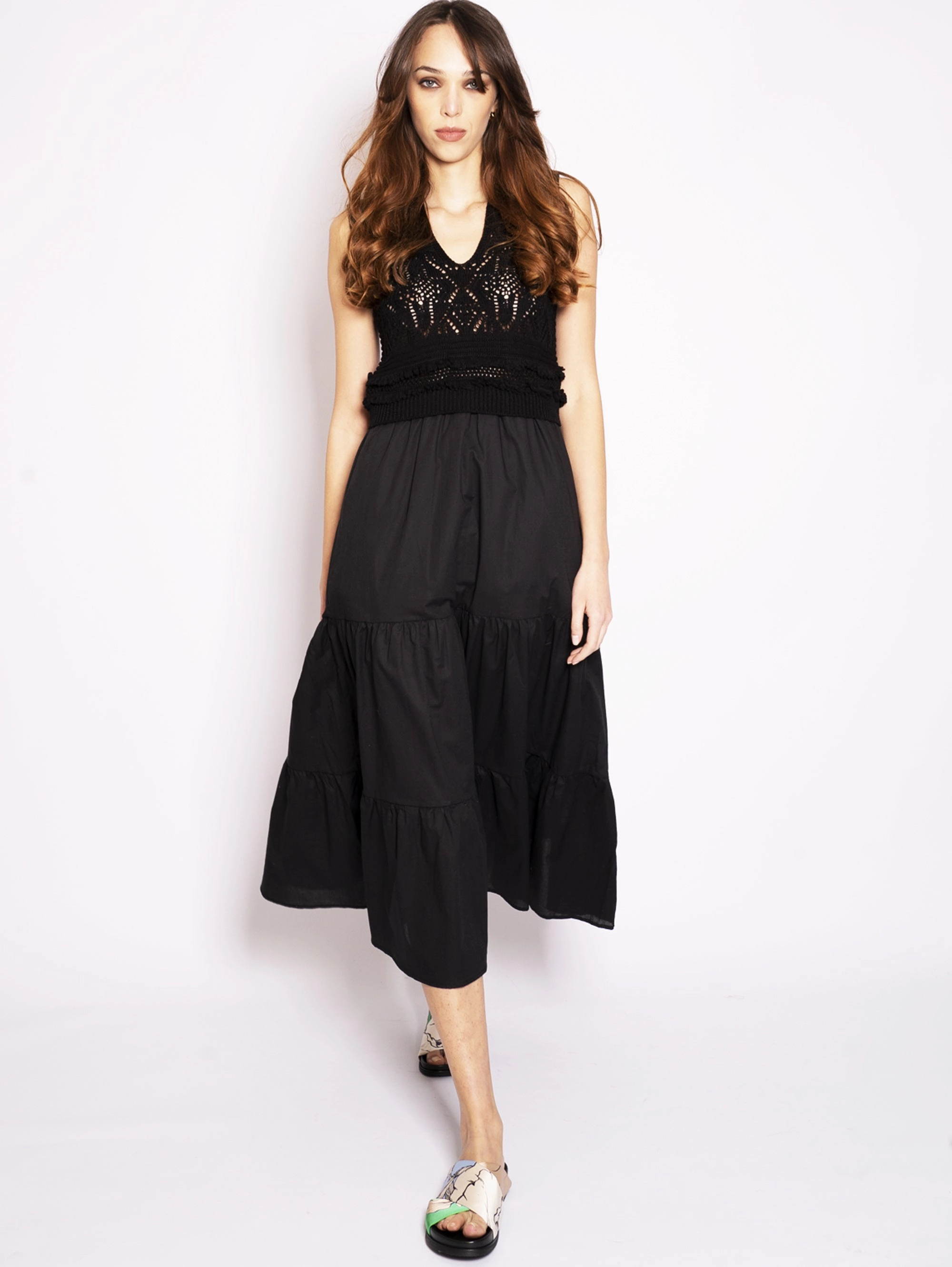 Long Dress in Black Crochet
