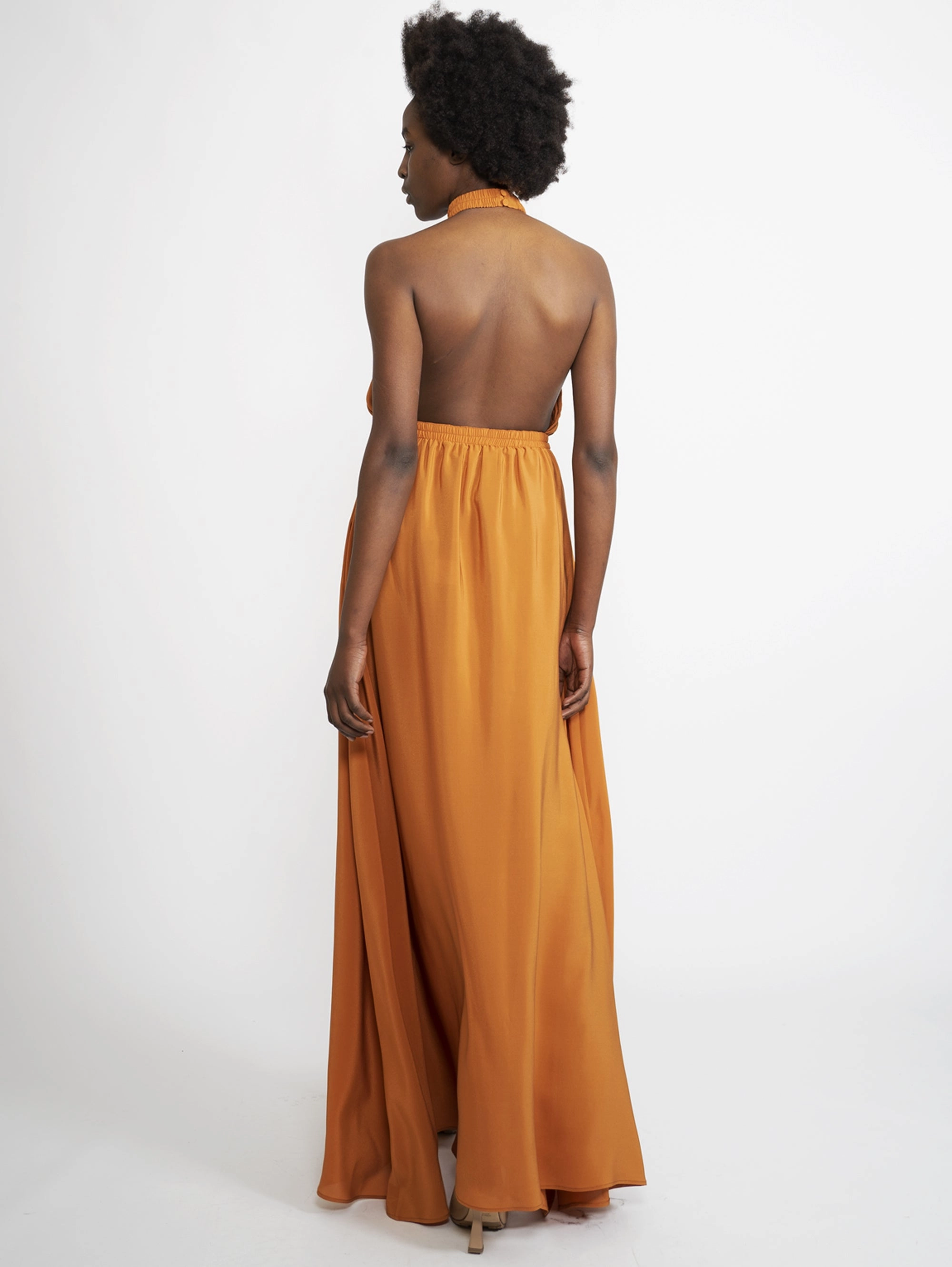 Long Dress in Orange Silk