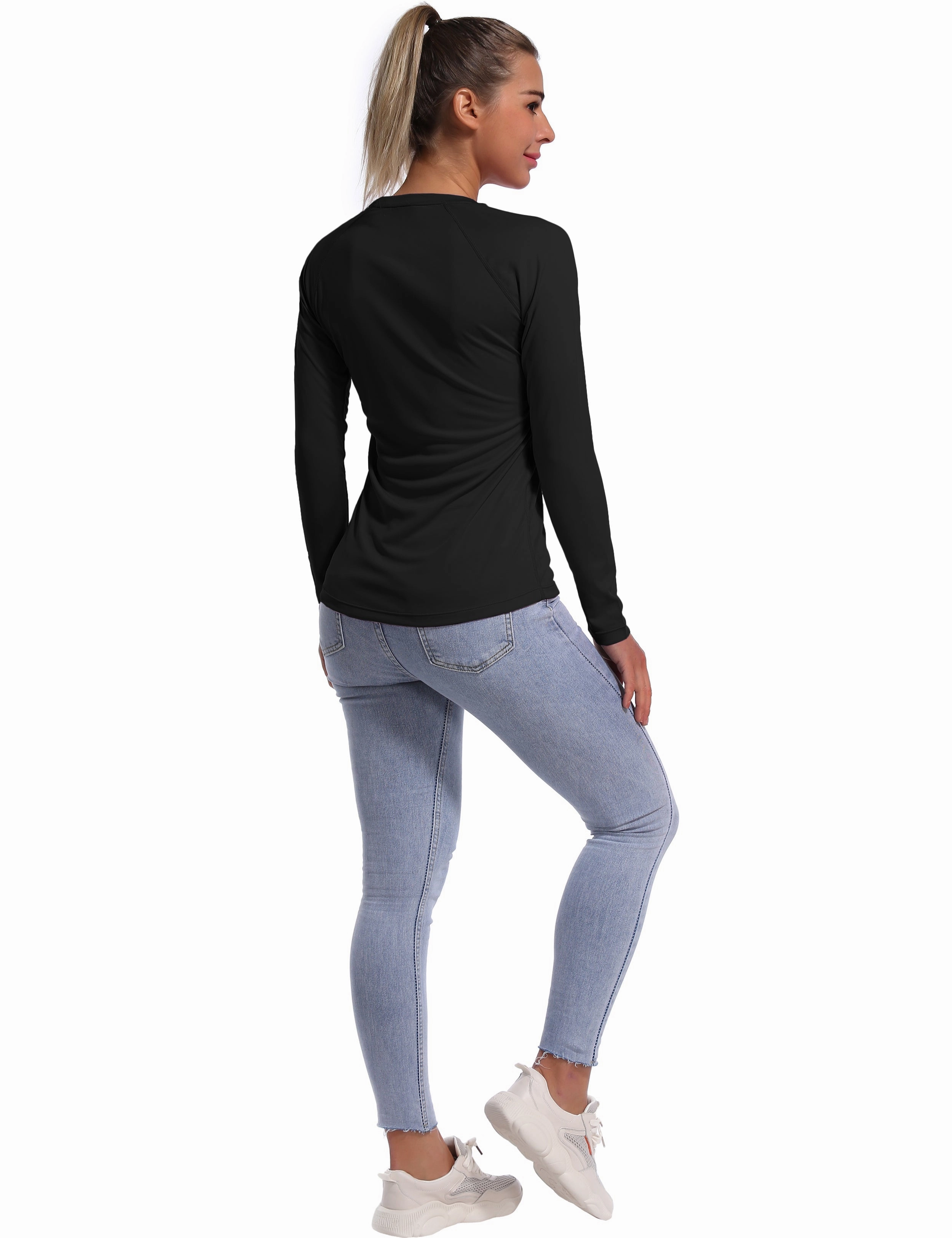 Long Sleeve Athletic Shirts black_Running