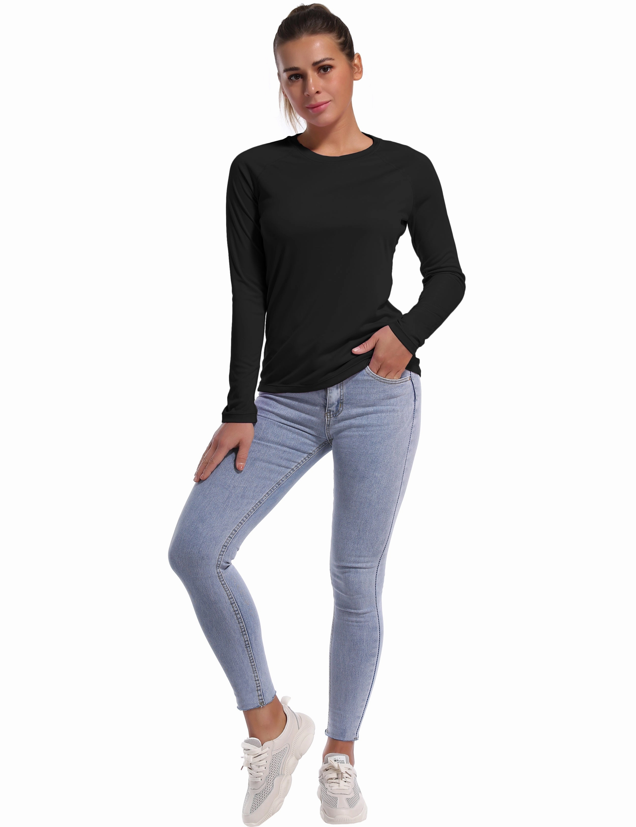 Long Sleeve Athletic Shirts black_Running