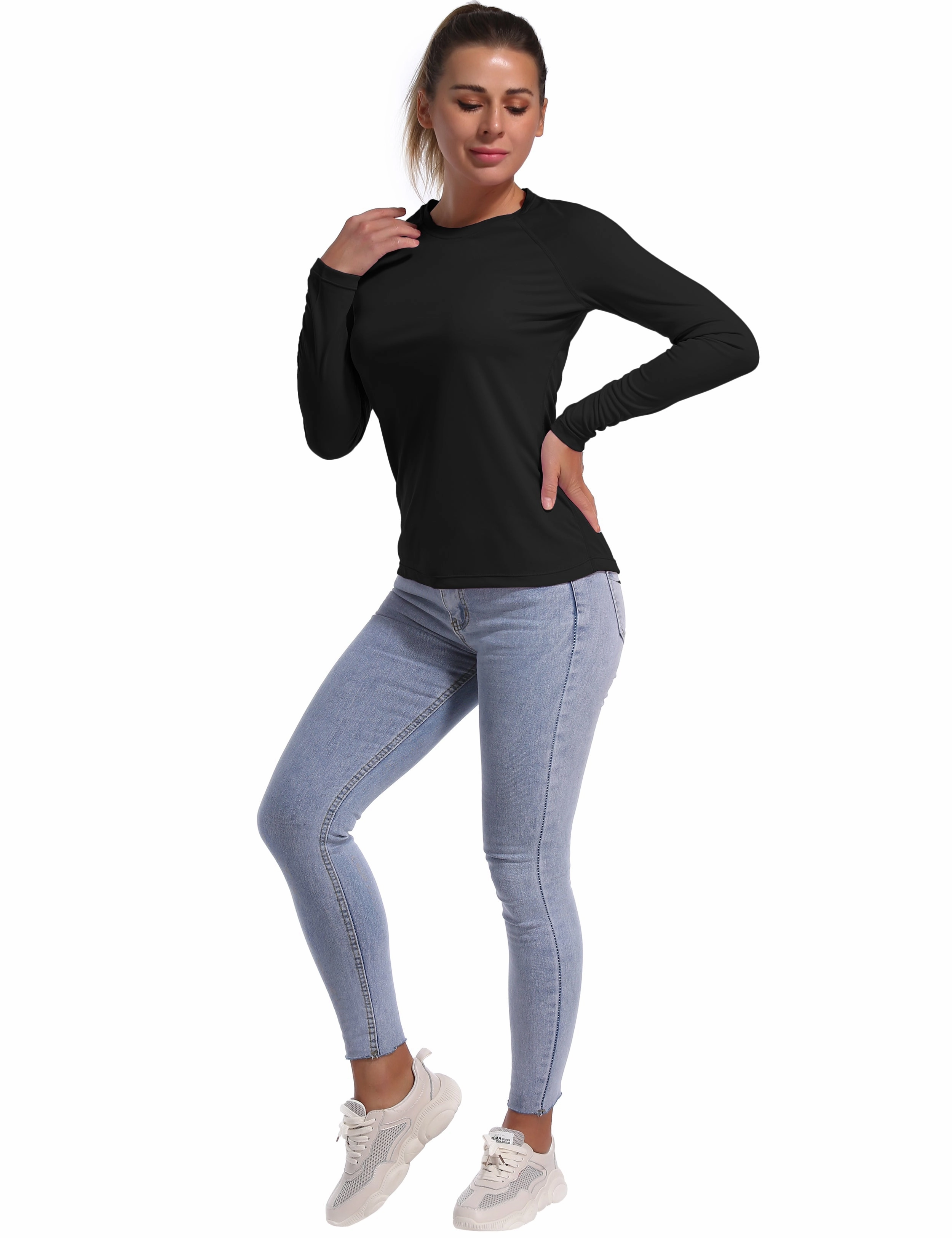 Long Sleeve Athletic Shirts black_Running