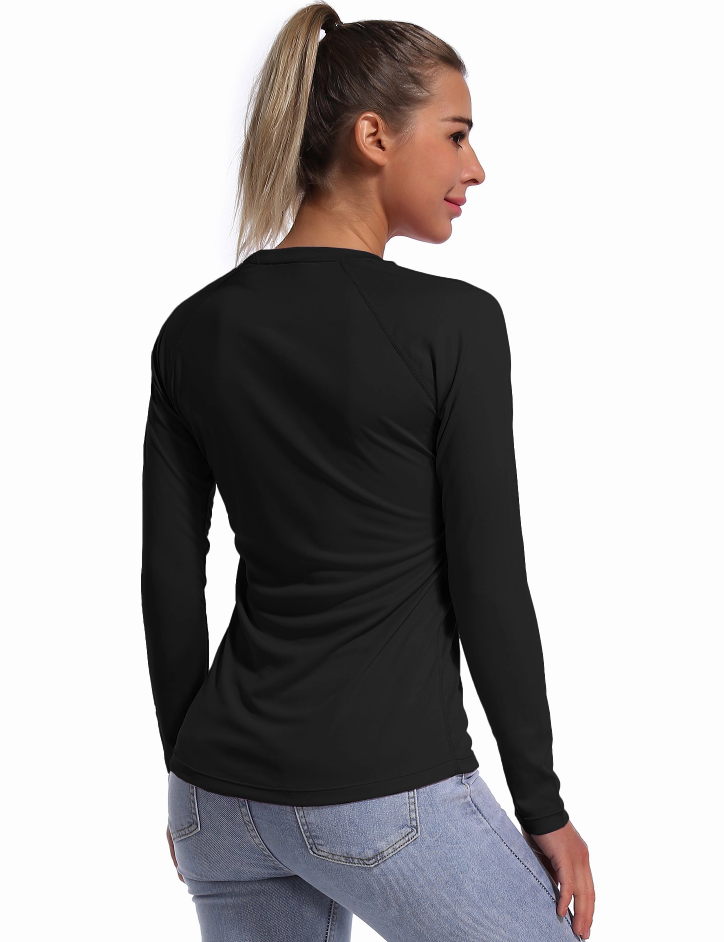 Long Sleeve Athletic Shirts black_Running
