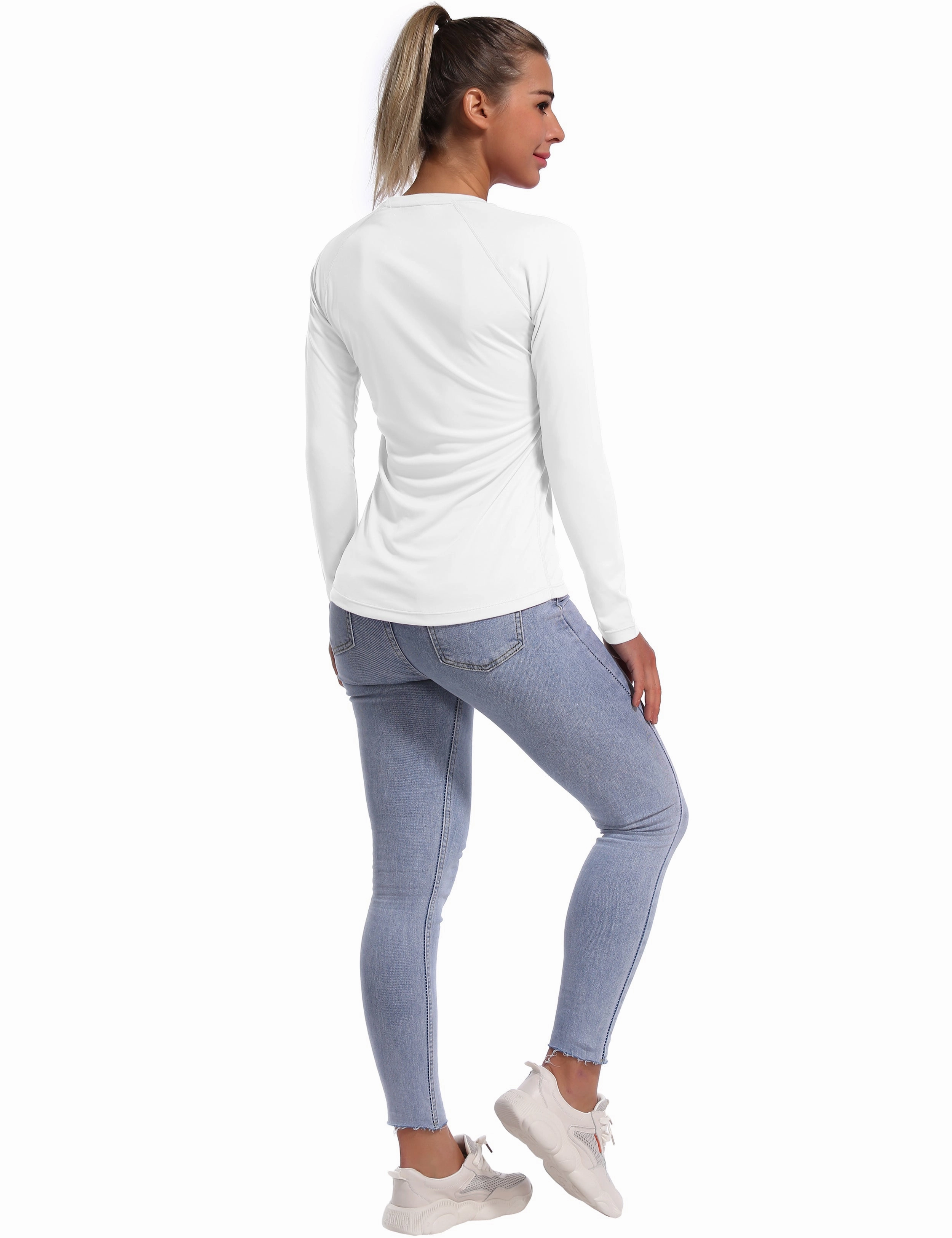 Long Sleeve Athletic Shirts white_Biking
