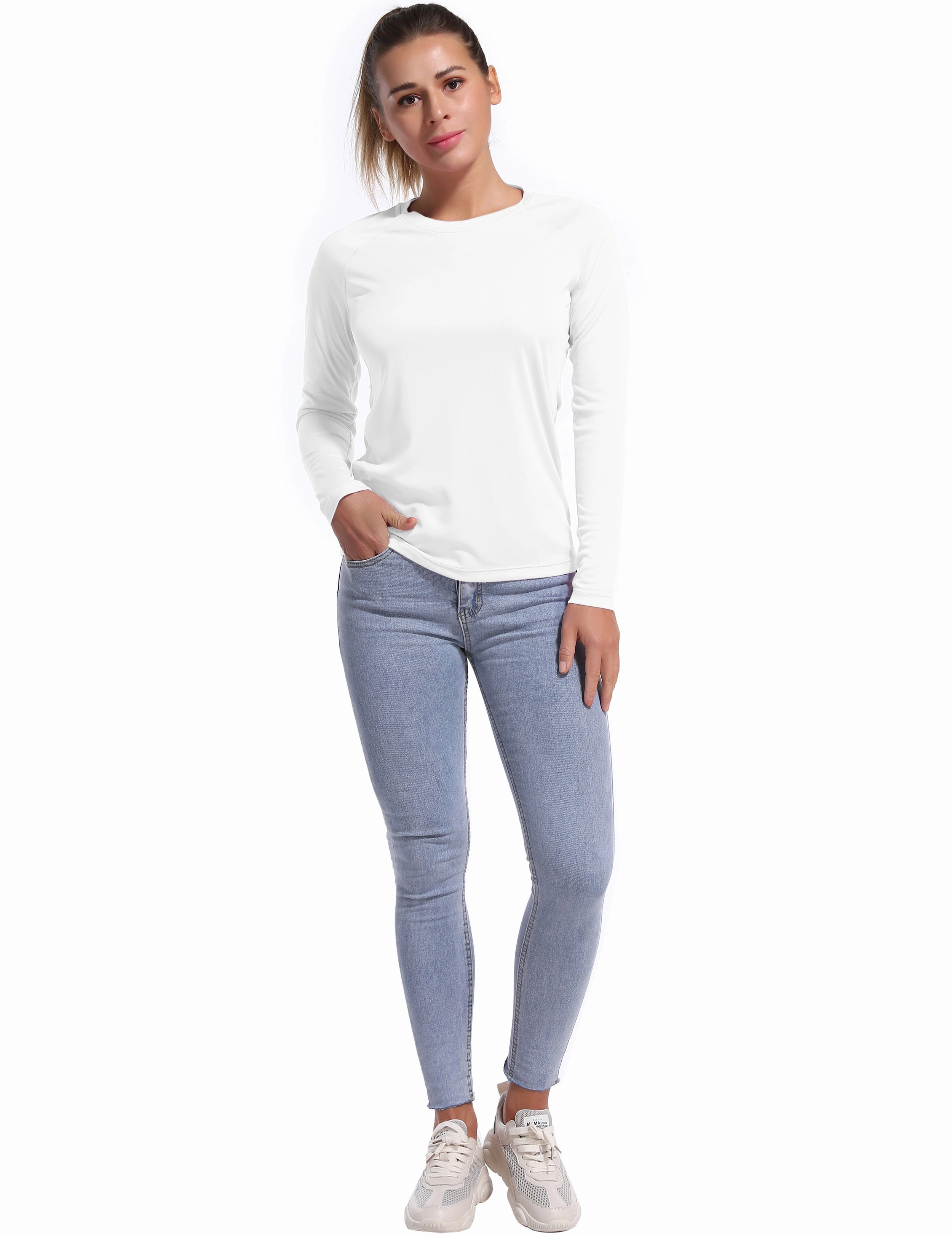 Long Sleeve Athletic Shirts white_Biking