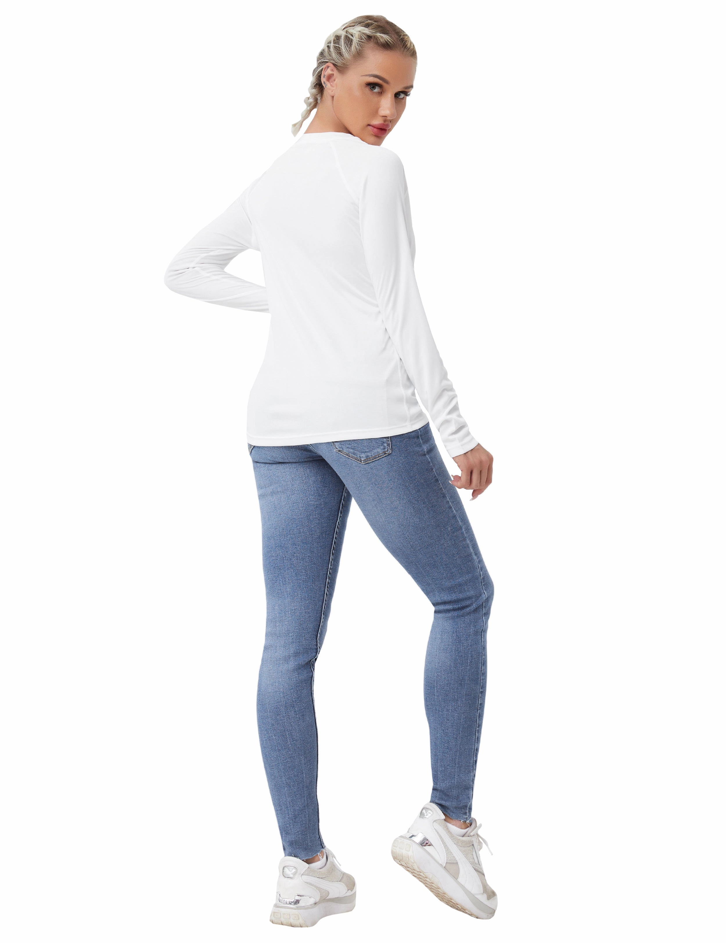Long Sleeve Athletic Shirts white_Biking