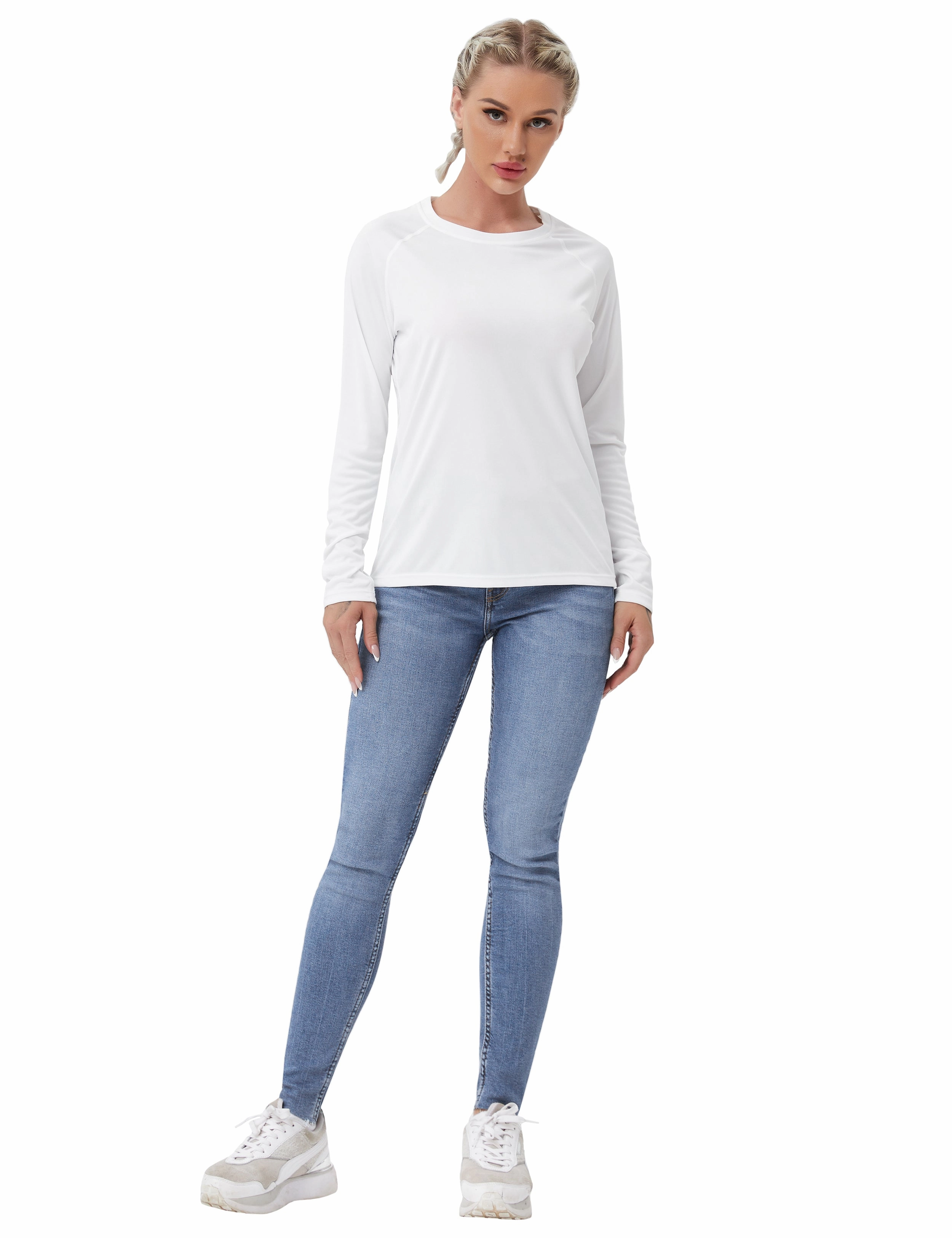 Long Sleeve Athletic Shirts white_Jogging