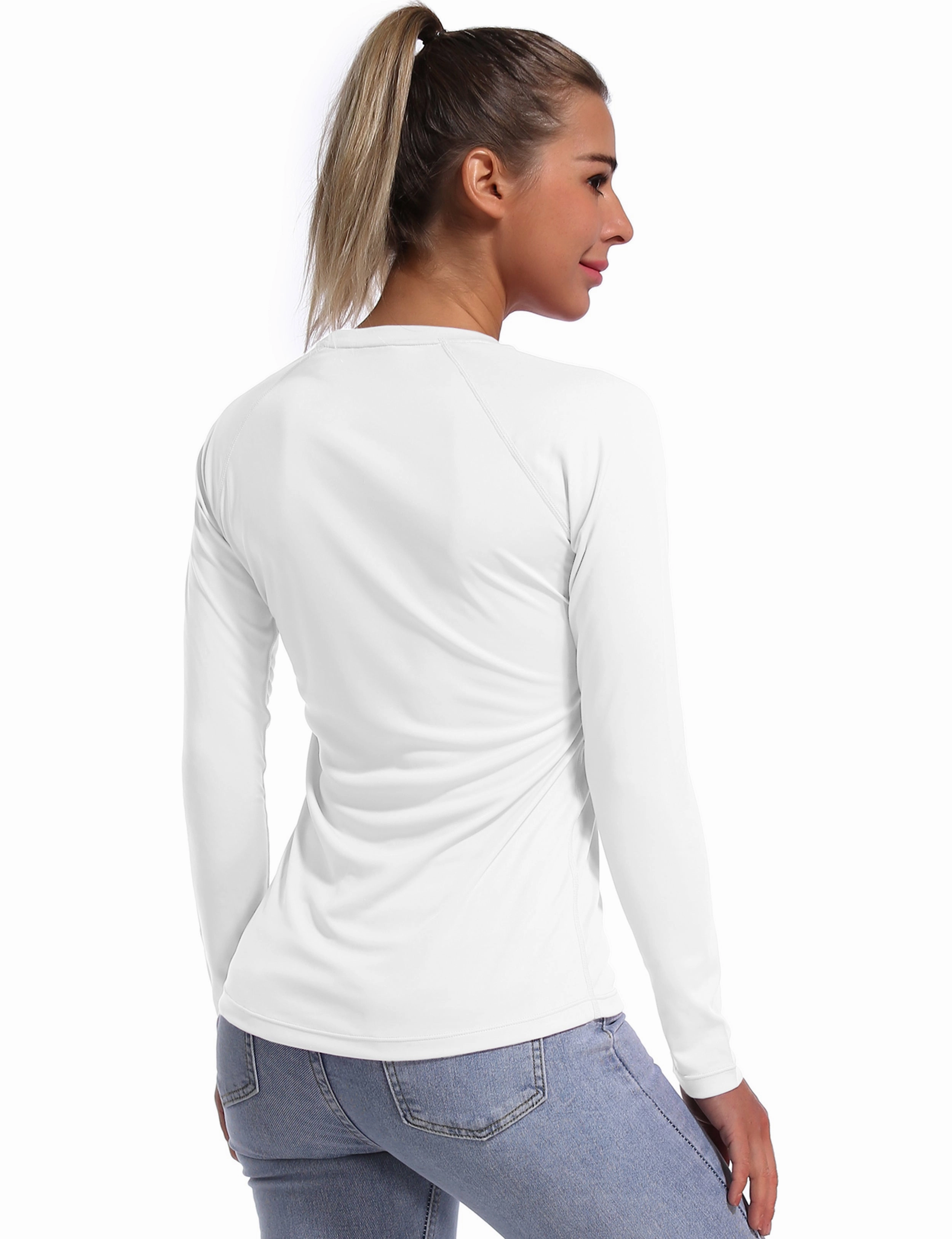Long Sleeve Athletic Shirts white_Jogging