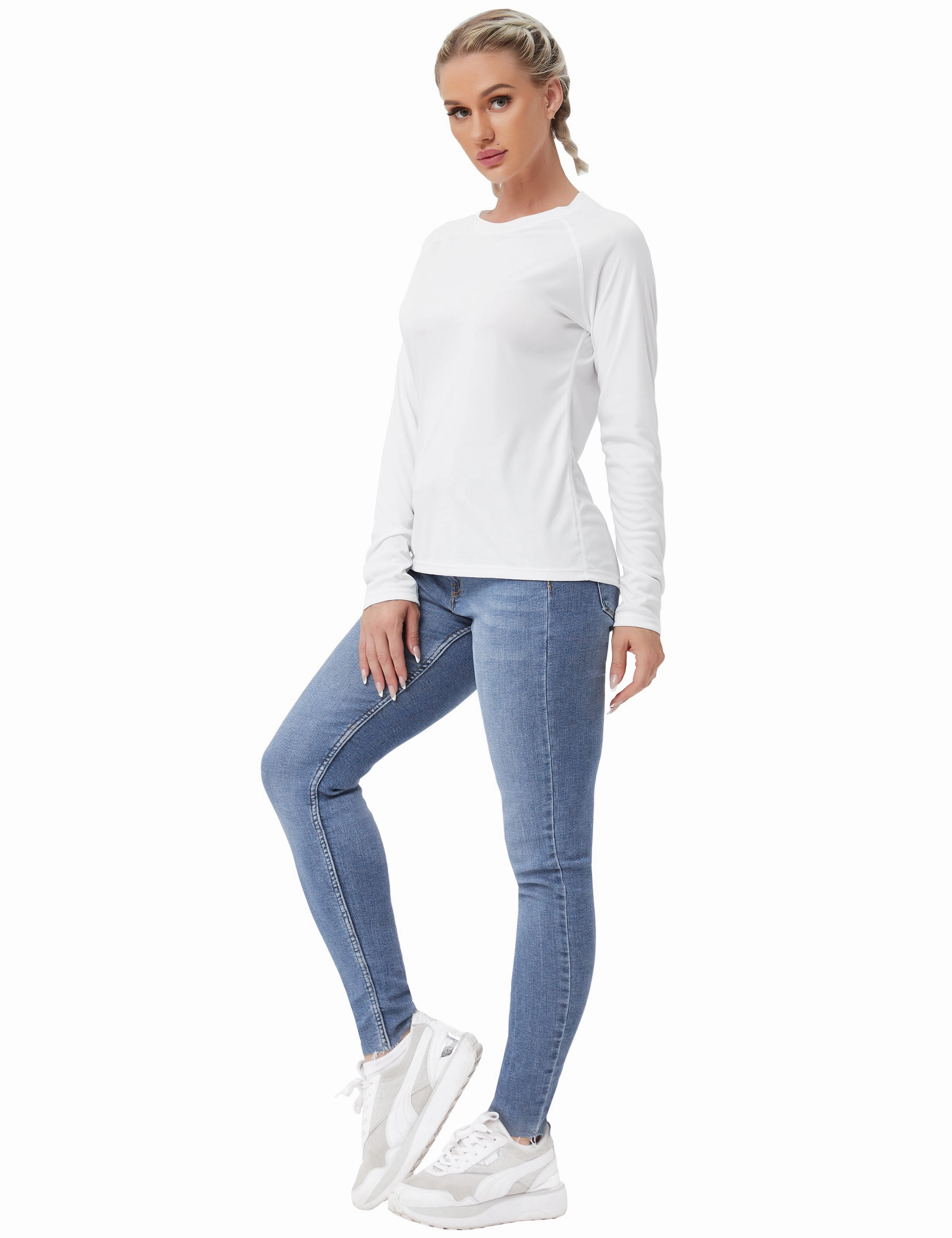 Long Sleeve Athletic Shirts white_yoga