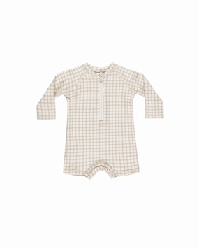Long Sleeve One-Piece Rashguard - Oat Check