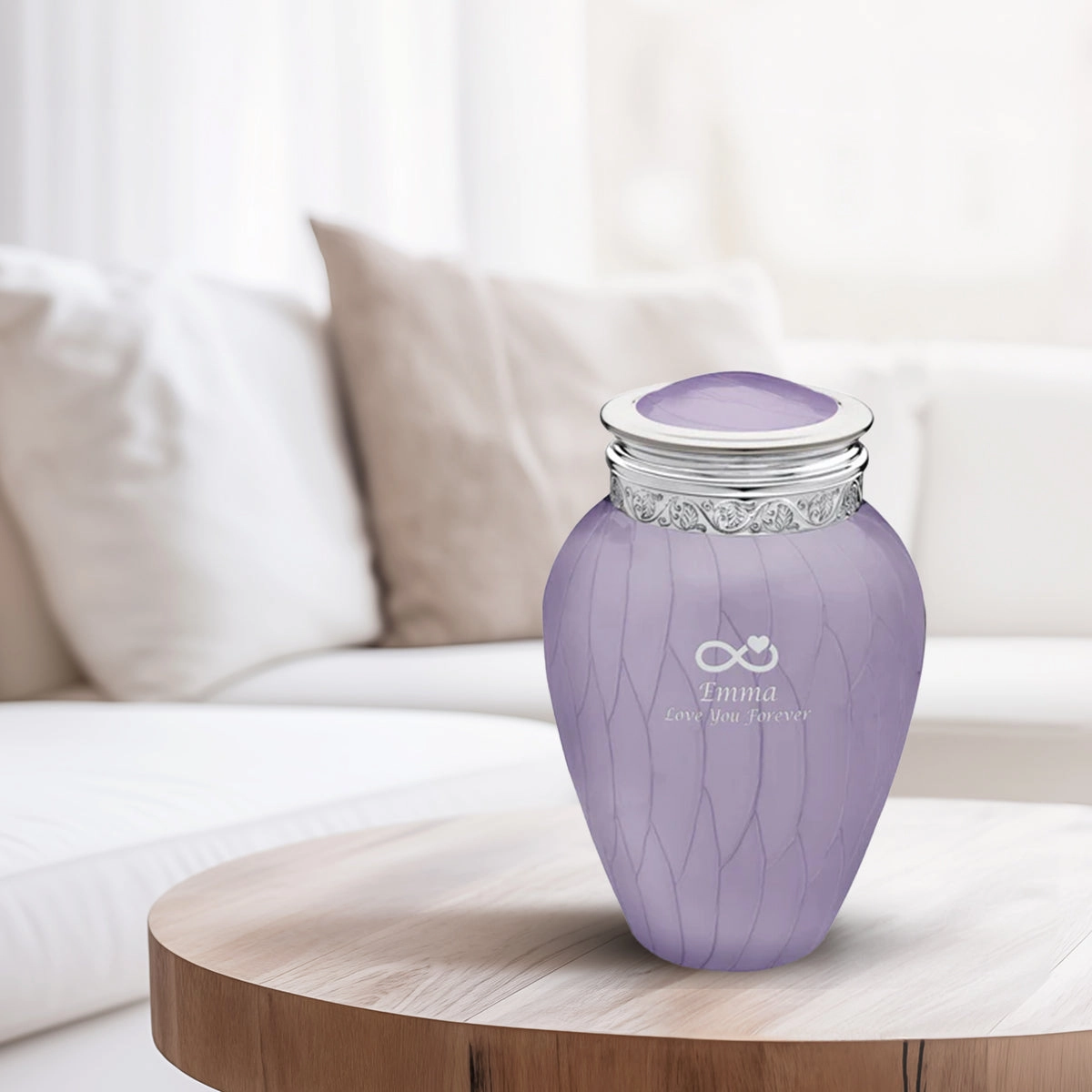 Medium Blessing Pearl Lavender Silver Cremation Urn
