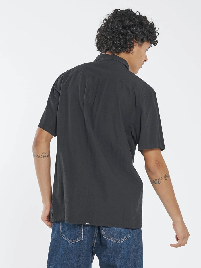 Minimal Jacquard Short Sleeve Shirt - Washed Black