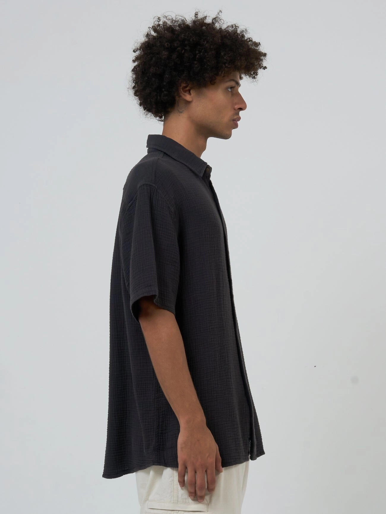 Minimal Thrills Seersucker Short Sleeve Shirt - Merch Black