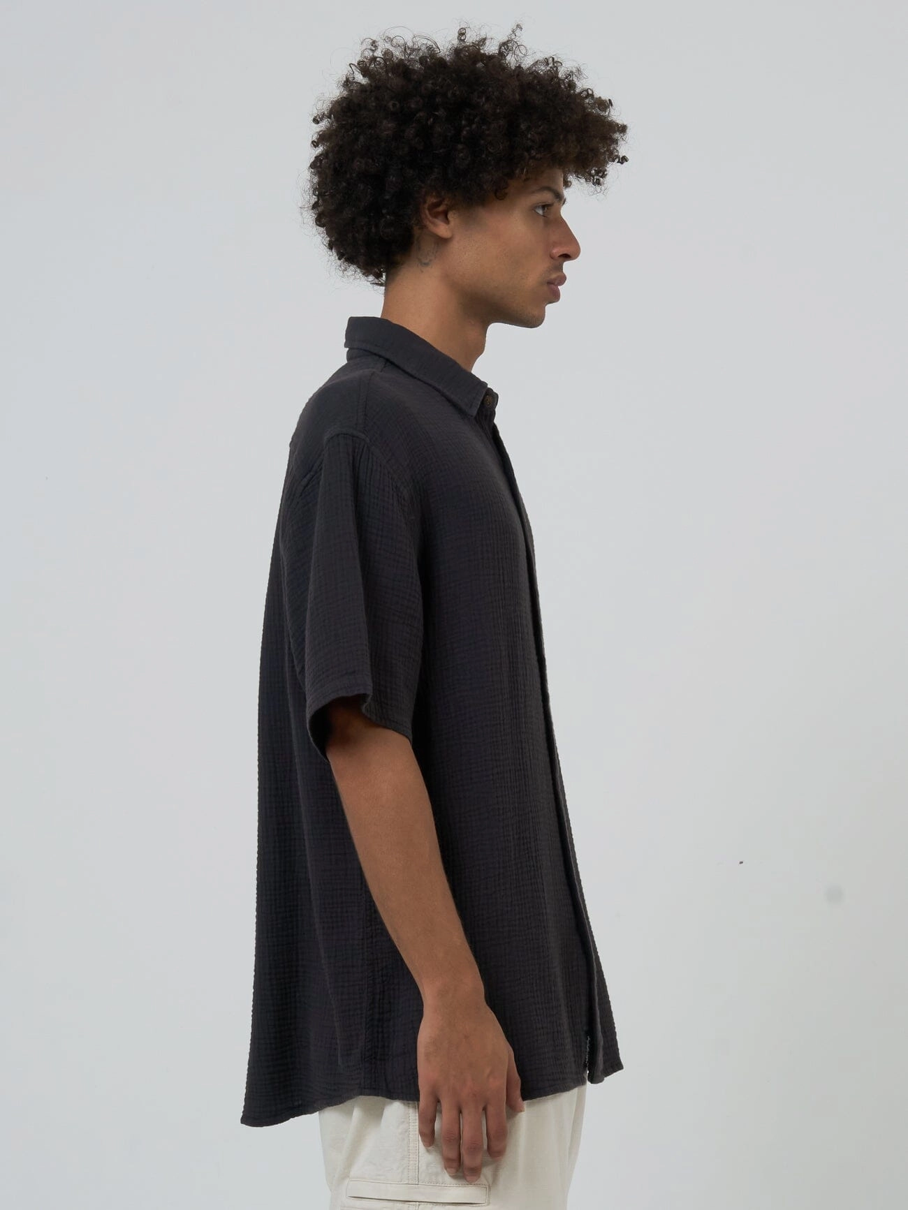 Minimal Thrills Seersucker Short Sleeve Shirt - Merch Black