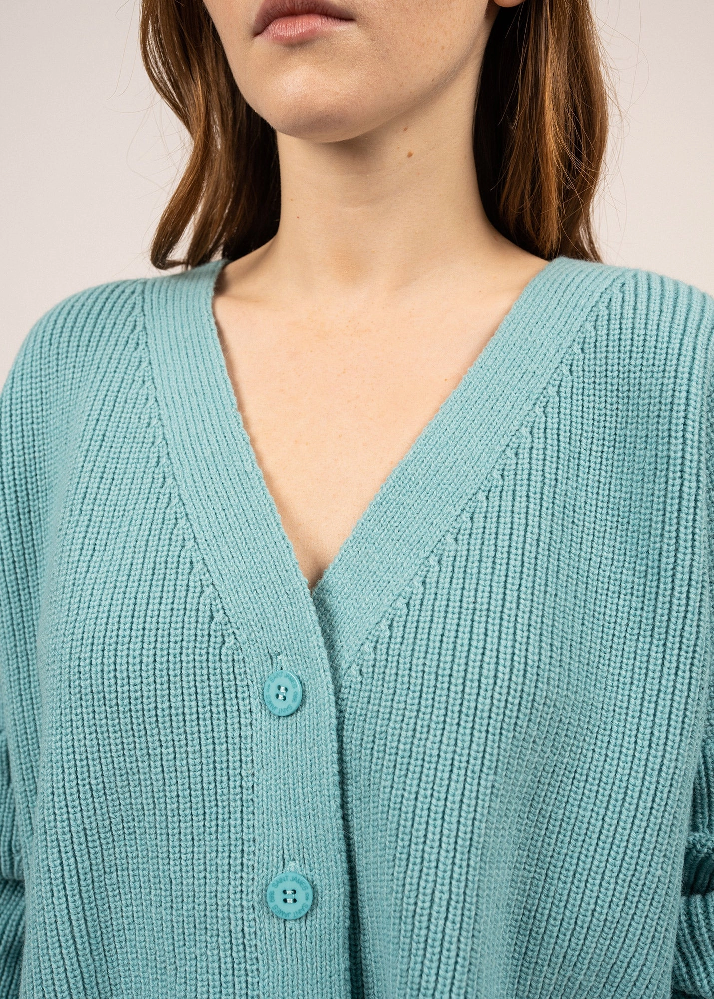MURANO - Cardigan in Purl Knit | Buttoned V-neck (JADE)