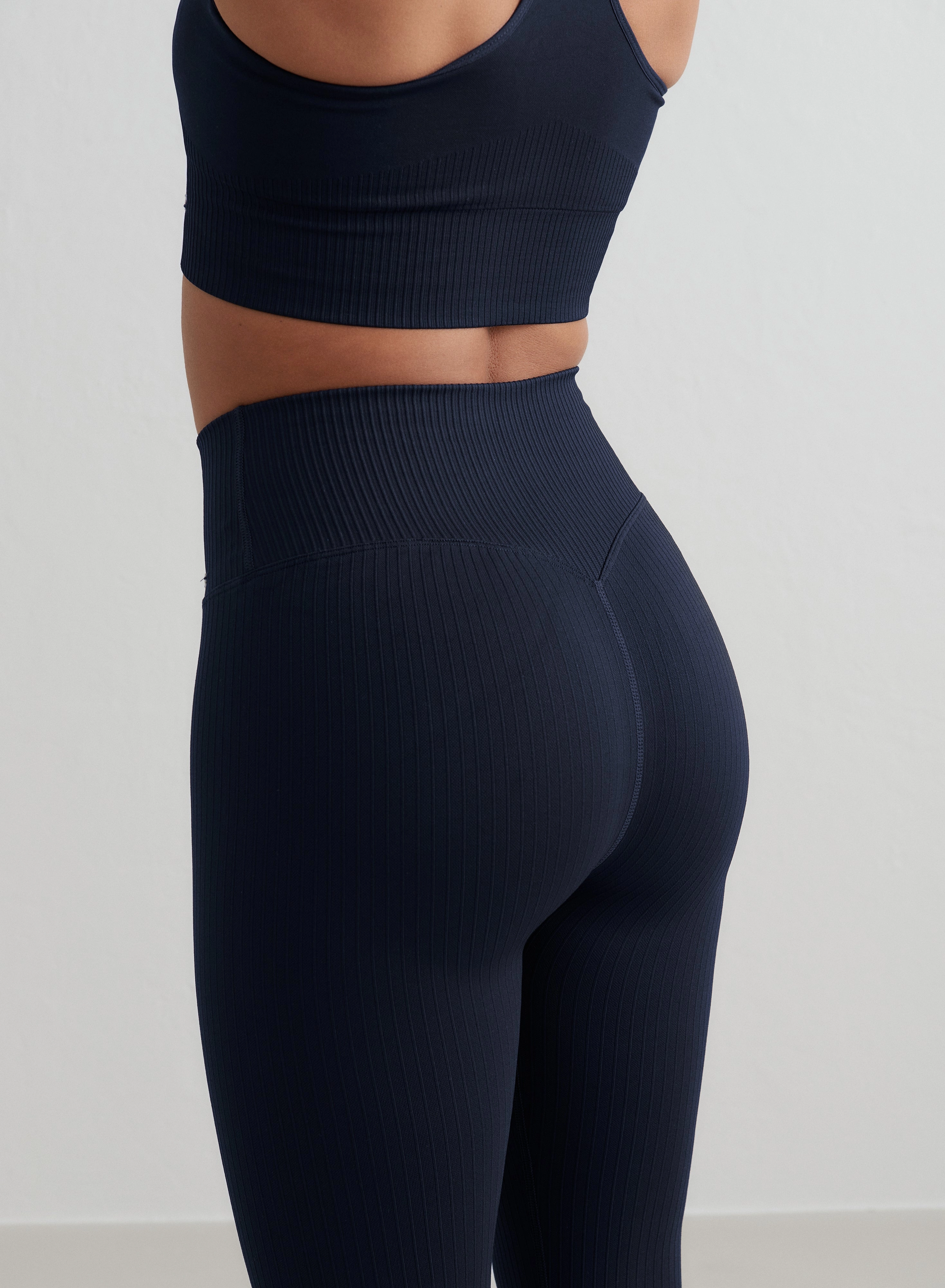 Navy Ribbed Seamless Petite Tights