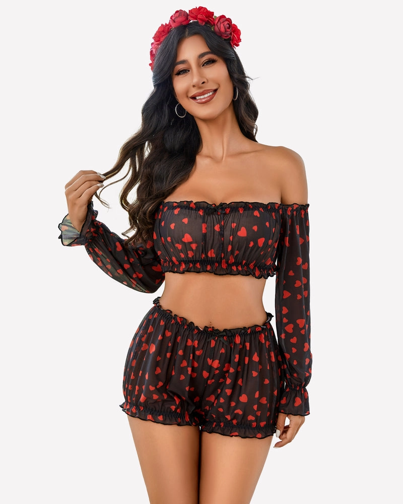 Off Shoulder Ruffle Bra and Panty Set