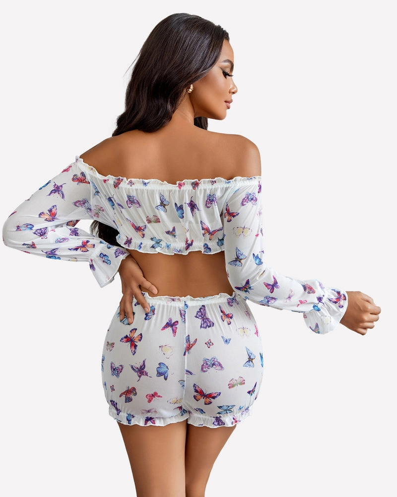 Off Shoulder Ruffle Bra and Panty Set