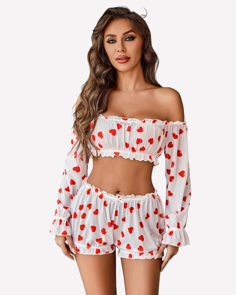 Off Shoulder Ruffle Bra and Panty Set