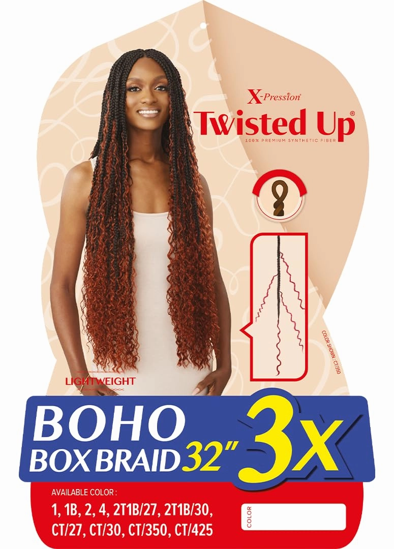 Outre X-pression Twisted Up Bobo Box Braid 3X's Pack Crochet Hair - 32