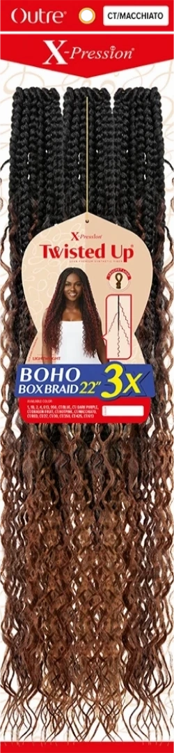 Outre X-pression Twisted Up Boho Box Braid 3X's Pack Crochet Hair - 22