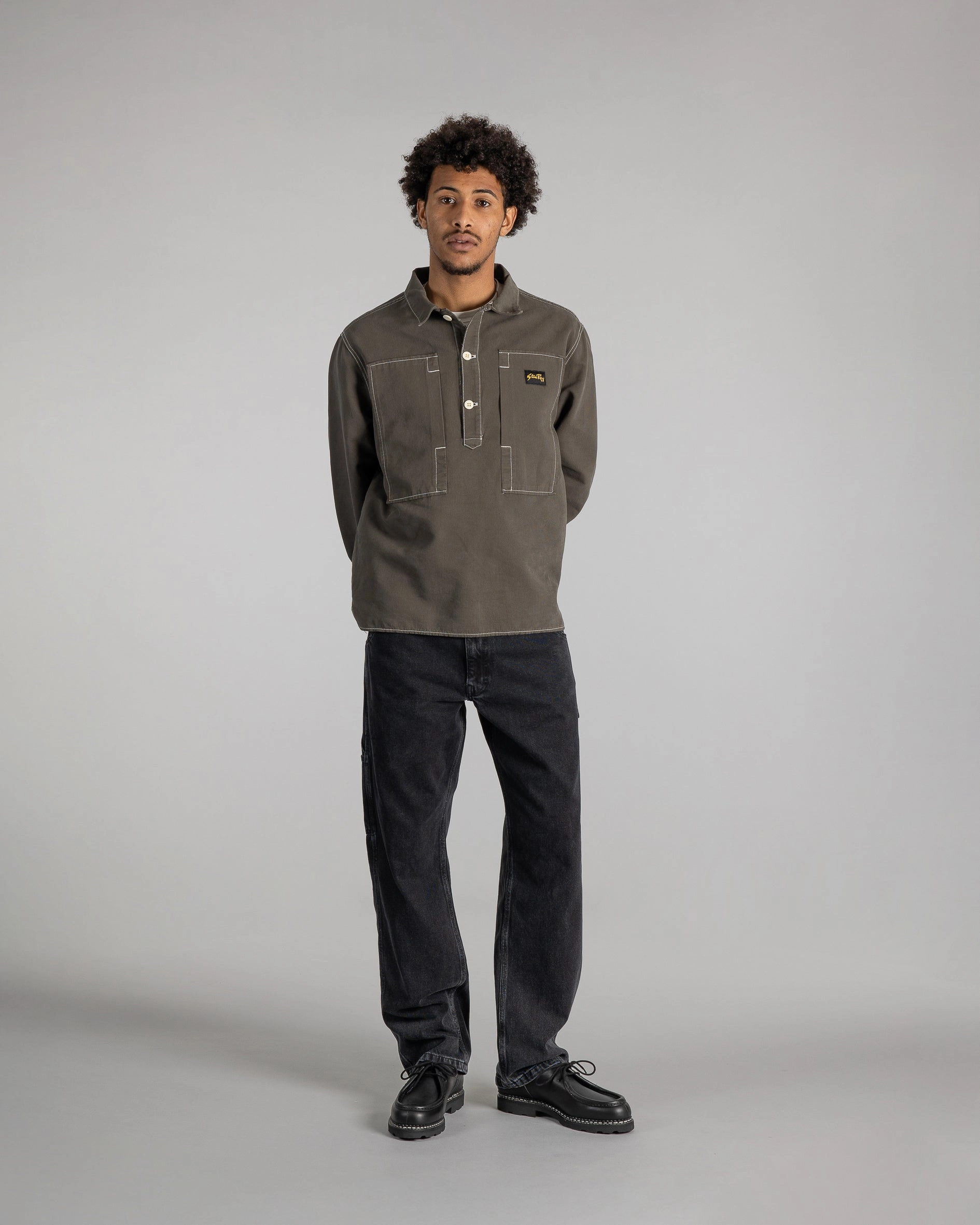 Painters Pop Over Shirt (Washed Black Bedford)