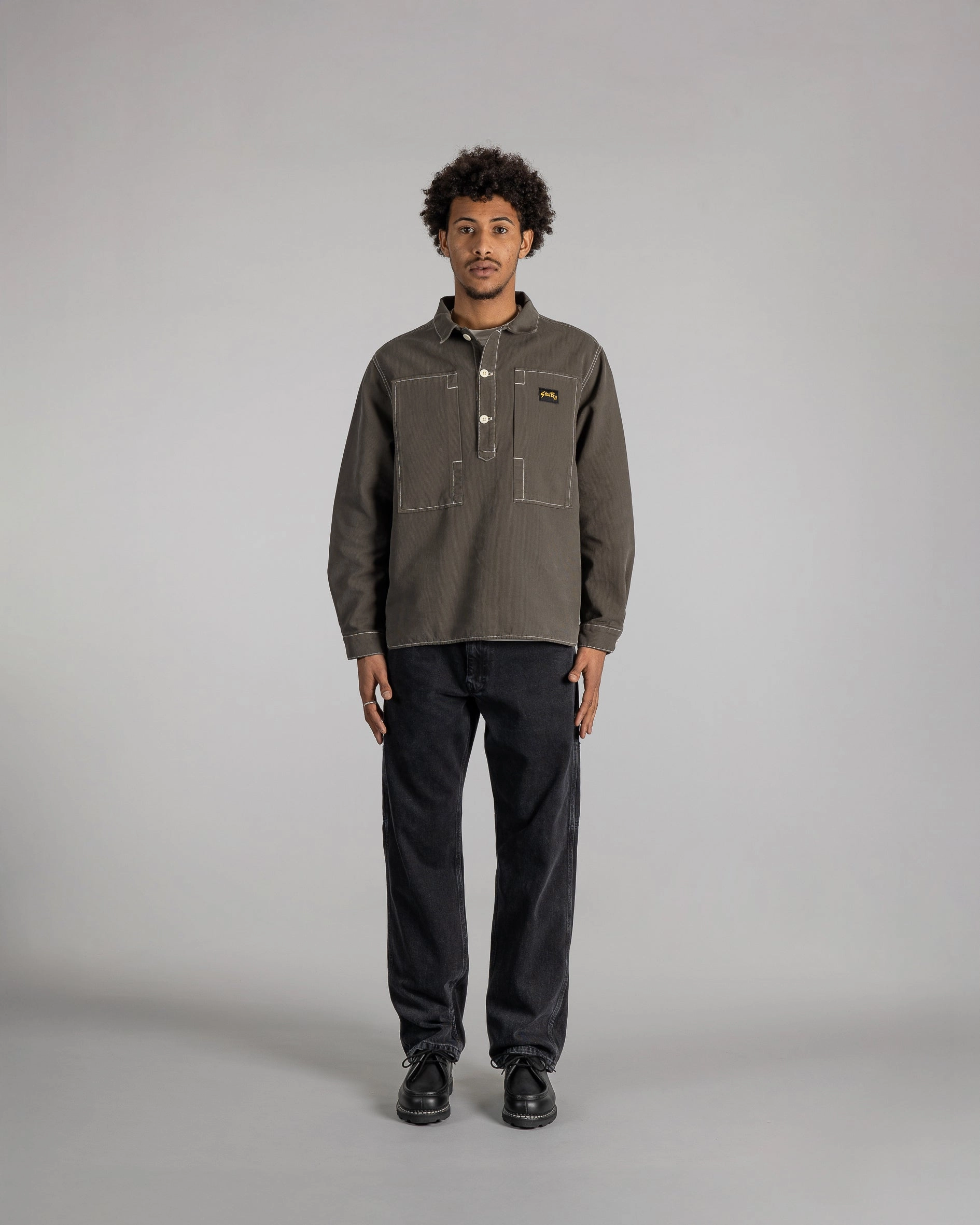 Painters Pop Over Shirt (Washed Black Bedford)