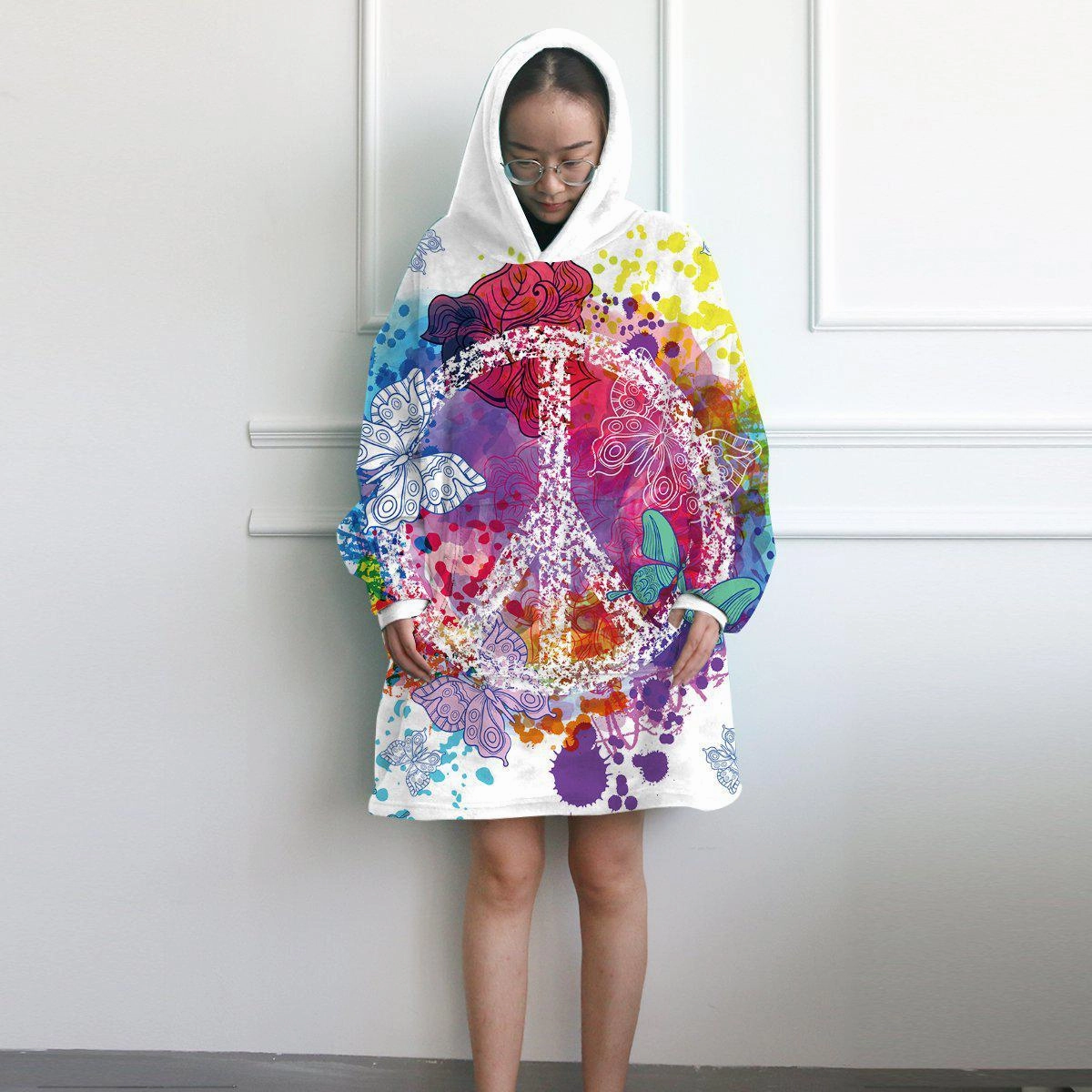 Peace on the Beach Wearable Blanket Hoodie