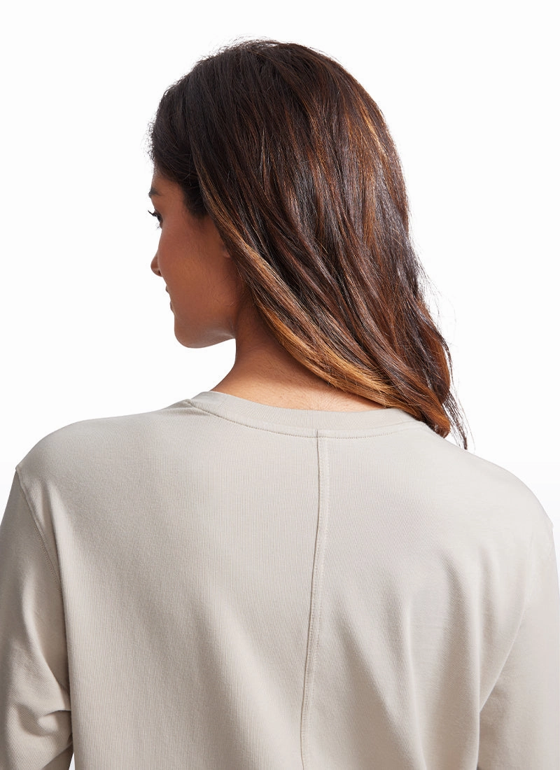 Pima Cotton Long Sleeve Loose Shirts Crew Neck