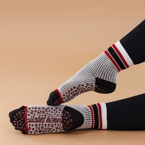 Pinstripe Shorty Crew - Crew Grip Sock (Barre / Pilates)
