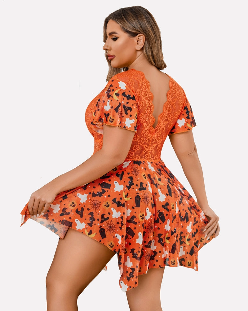 Plus Size Babydoll Floral Lace Lingeries