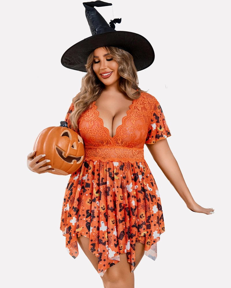 Plus Size Babydoll Floral Lace Lingeries