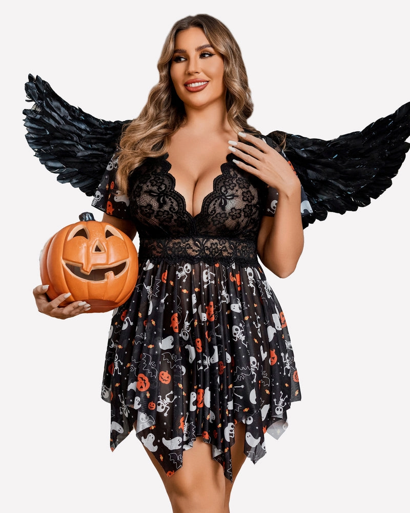 Plus Size Babydoll Floral Lace Lingeries