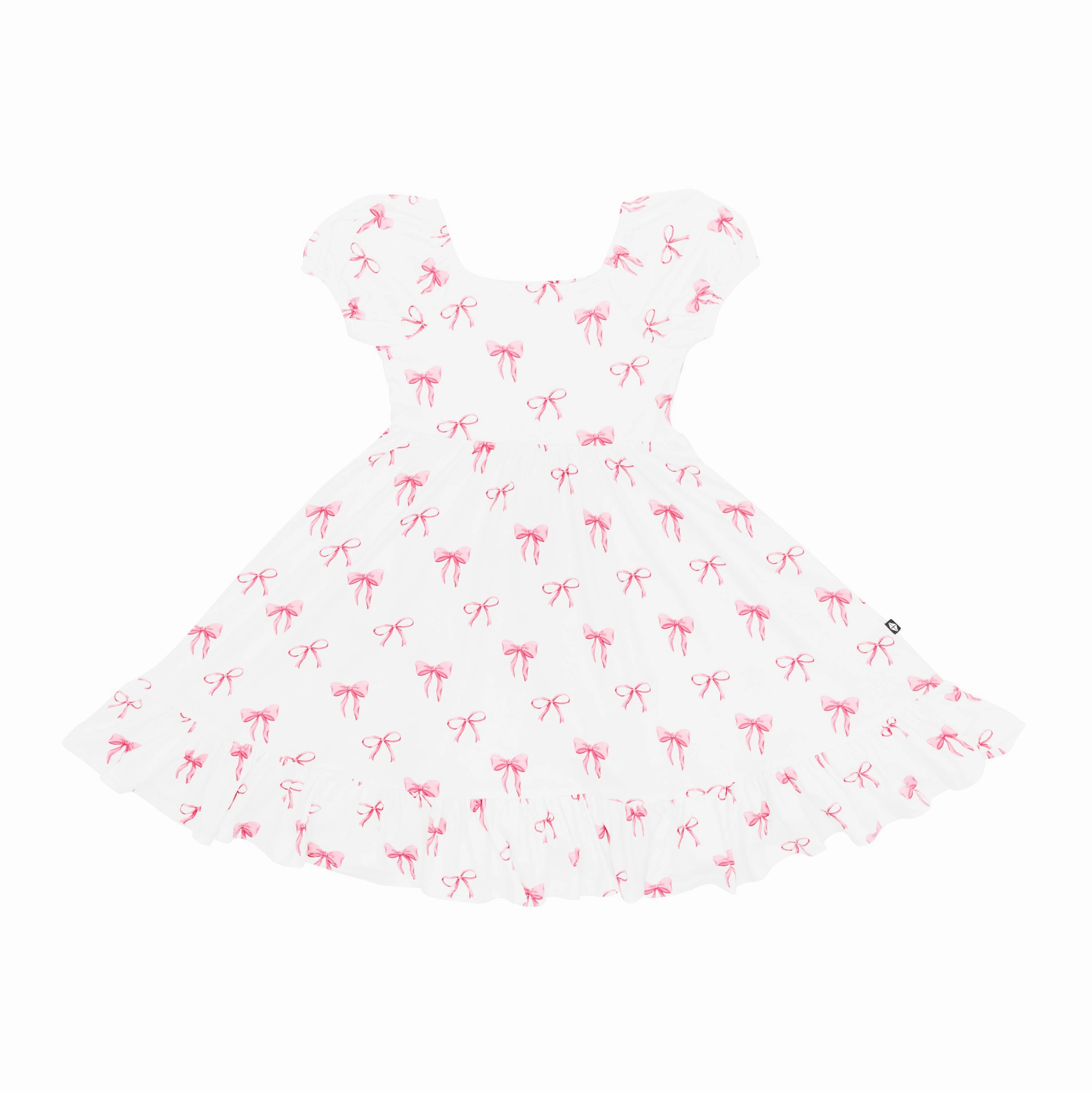 Puff Sleeve Twirl Dress in Bow