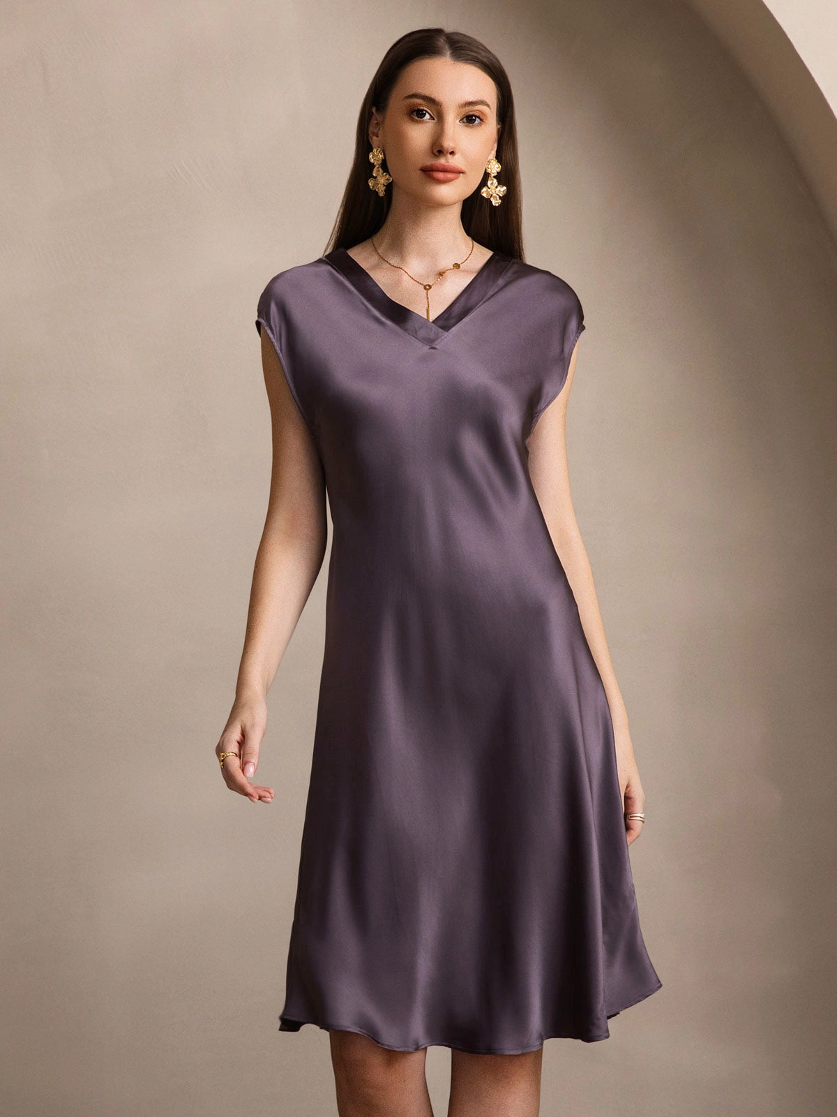 Pure Silk Elegant Cap Sleeve Nightgown