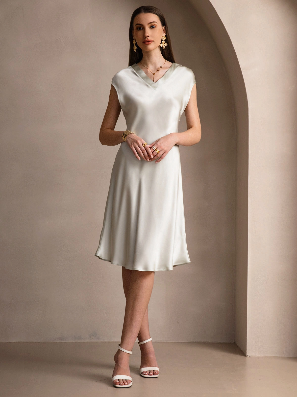 Pure Silk Elegant Cap Sleeve Nightgown