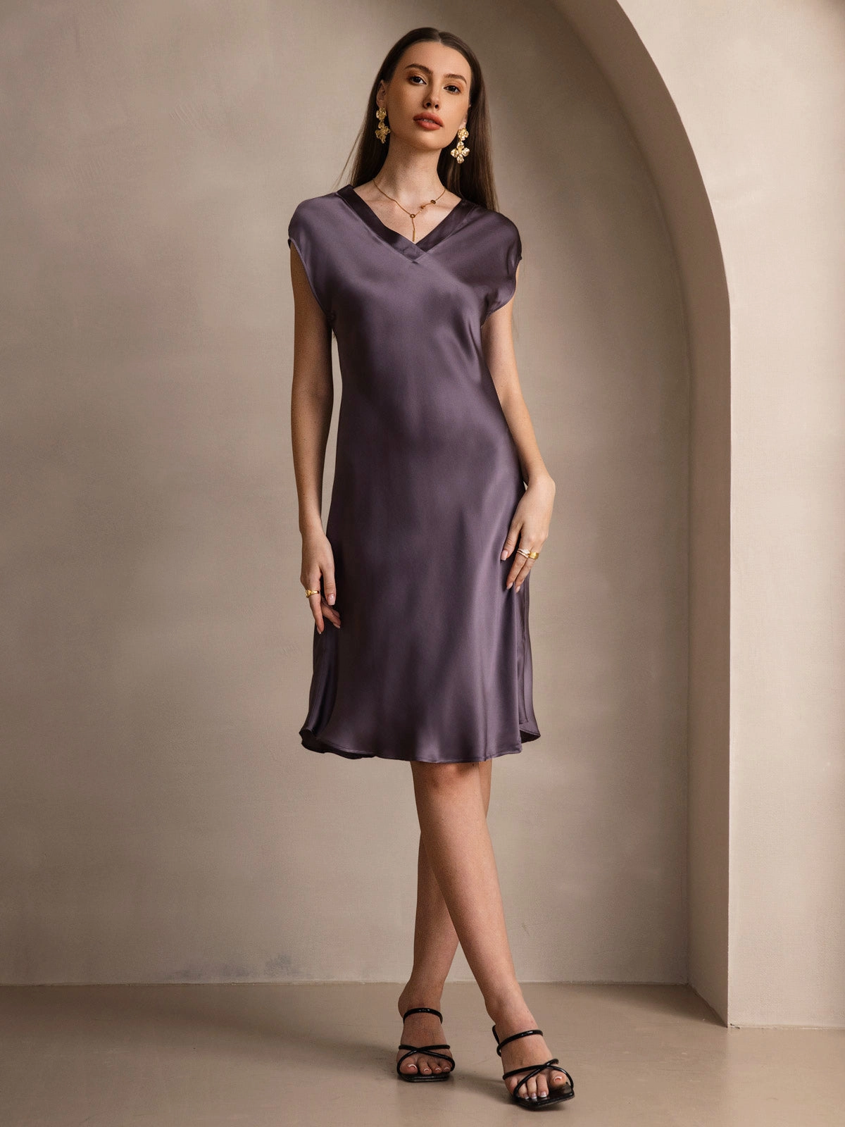 Pure Silk Elegant Cap Sleeve Nightgown