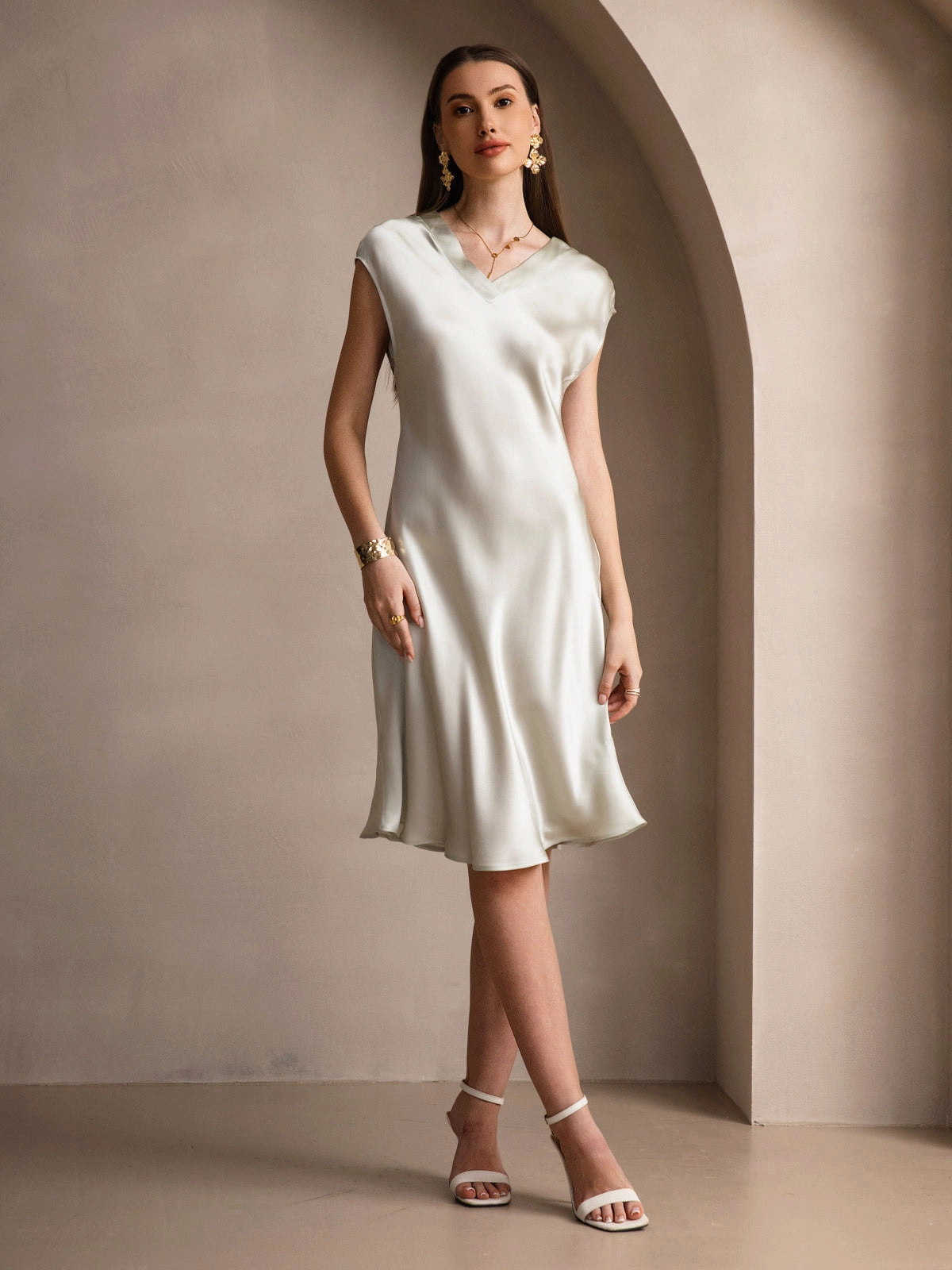 Pure Silk Elegant Cap Sleeve Nightgown