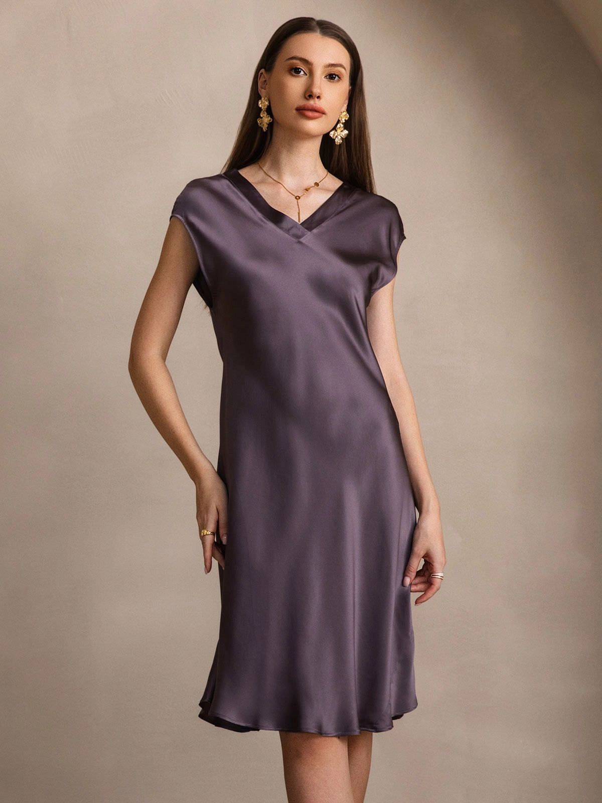 Pure Silk Elegant Cap Sleeve Nightgown