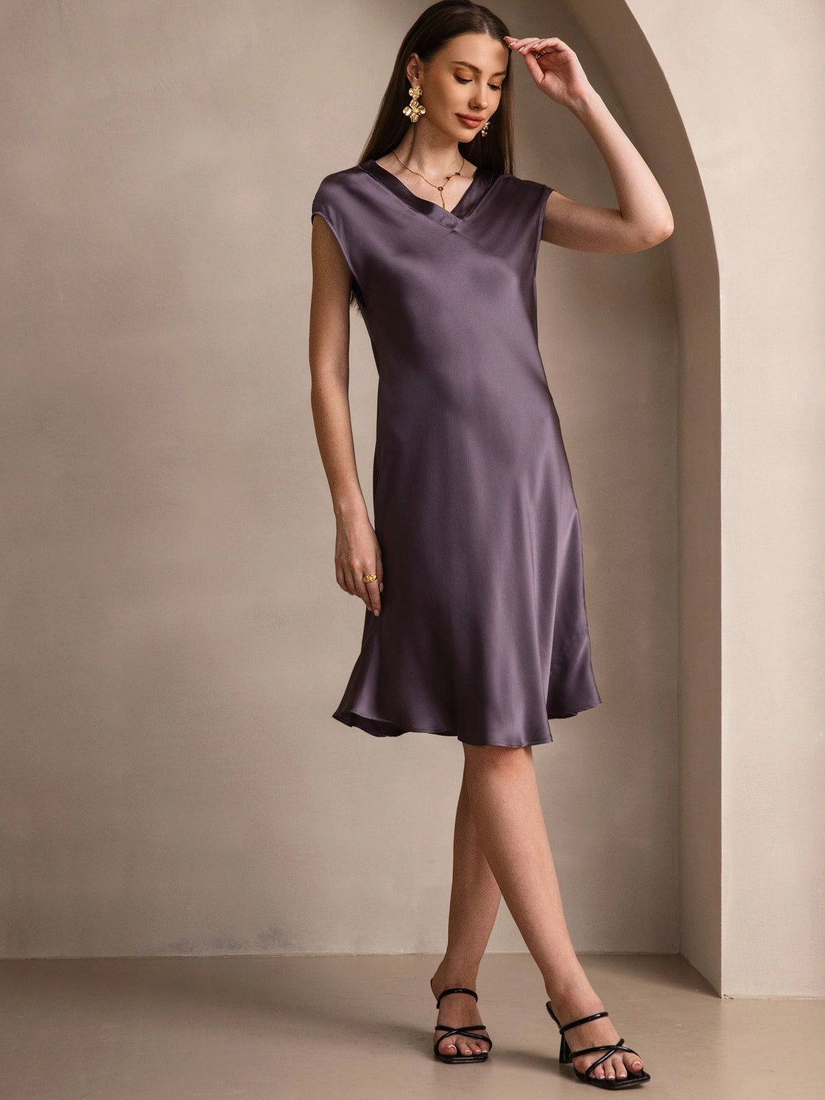 Pure Silk Elegant Cap Sleeve Nightgown
