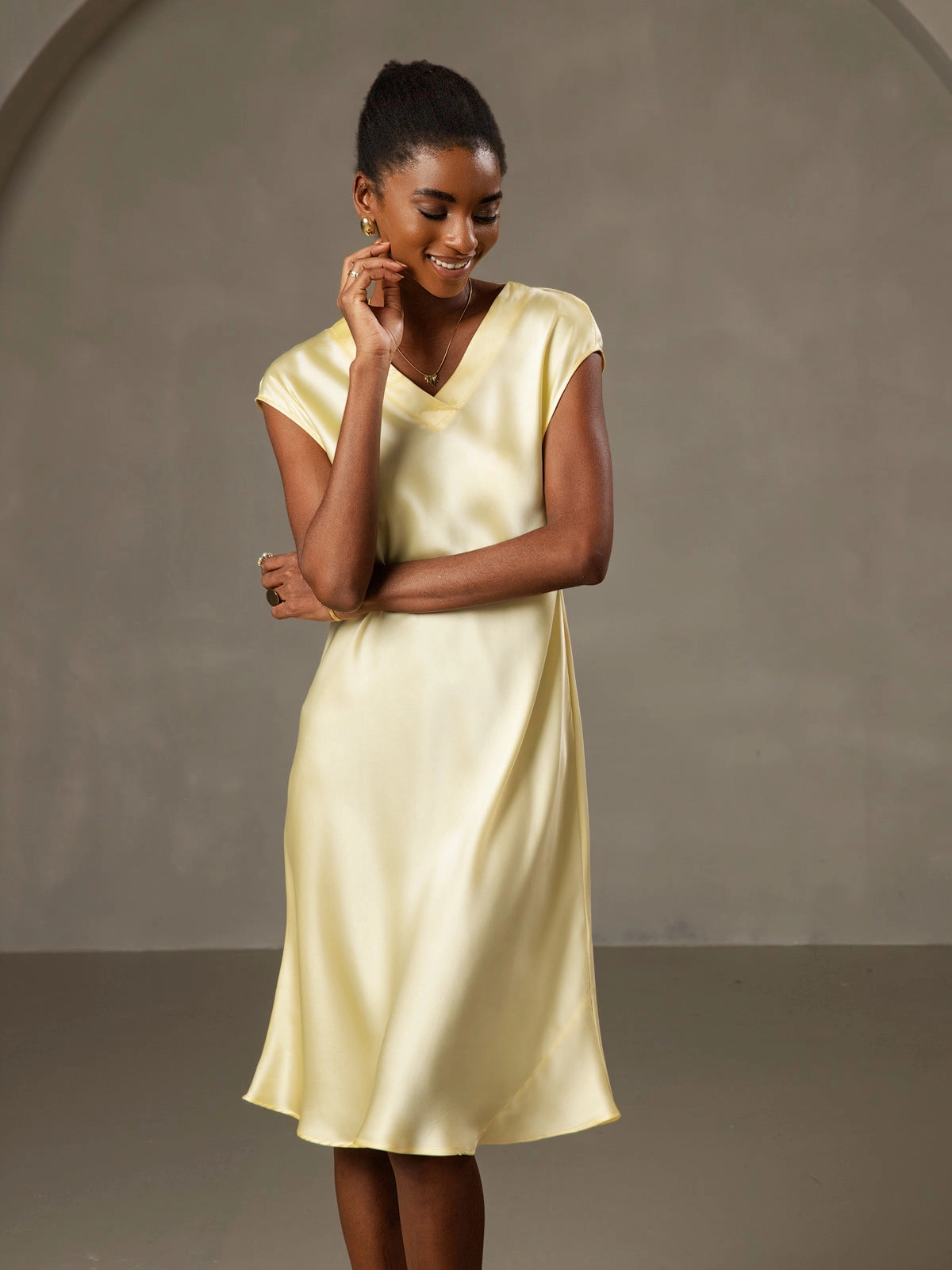 Pure Silk Elegant Cap Sleeve Nightgown