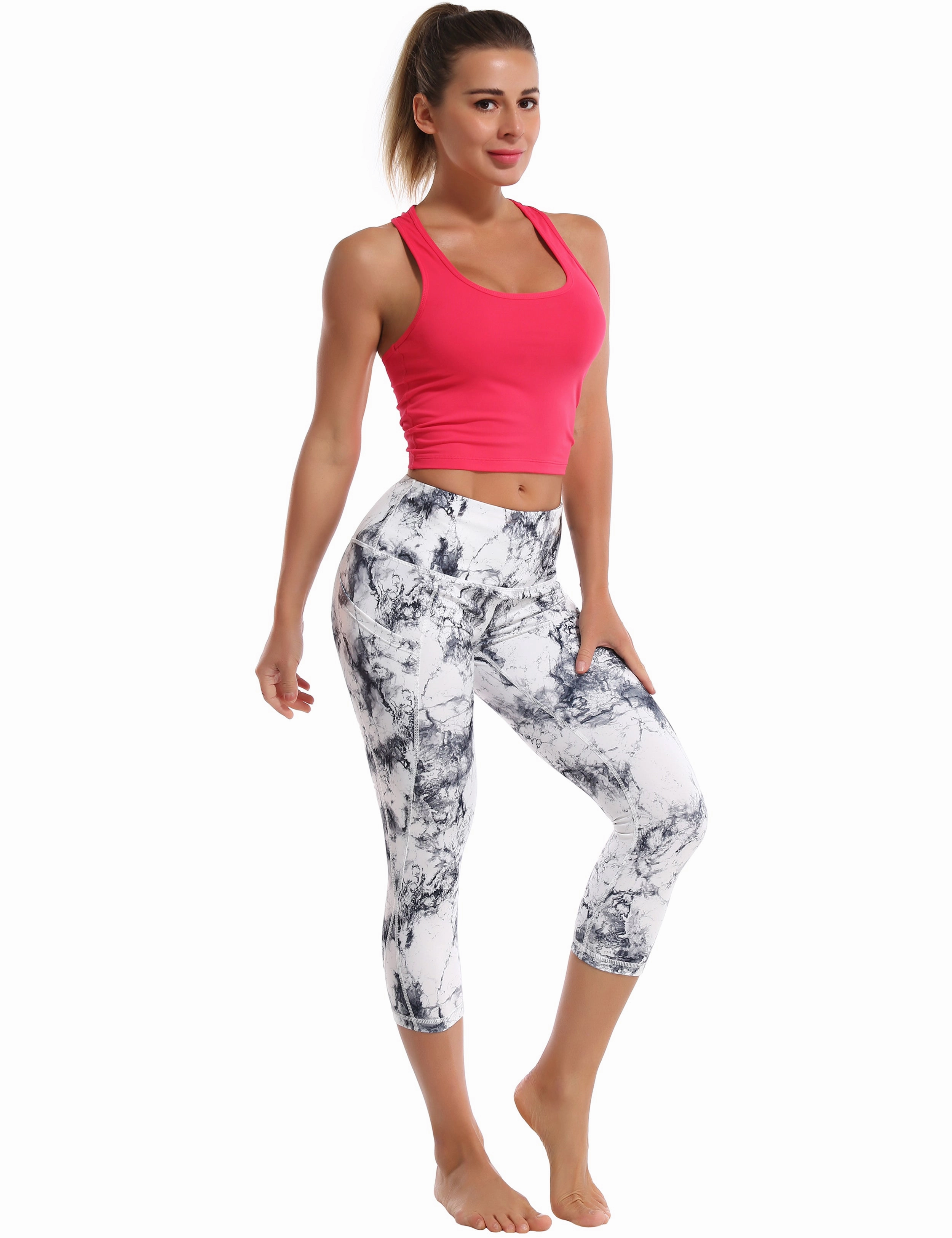 Racerback Athletic Crop Tank Tops red_Plus Size